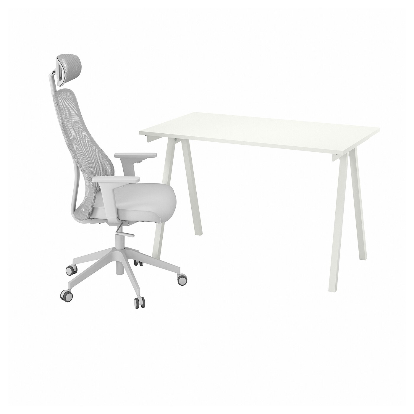 IKEA TROTTEN / MATCHSPEL biurko i krzesło, biały/jasnoszary