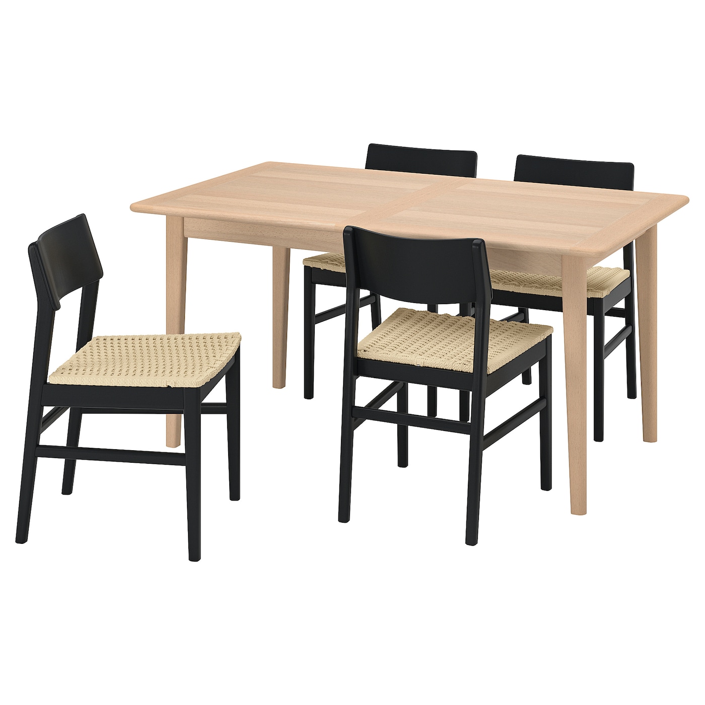 IKEA SKANSNÄS / SKANSNÄS stół i 4 krzesła, jasny buk fornir/czarny buk, 150/205 cm