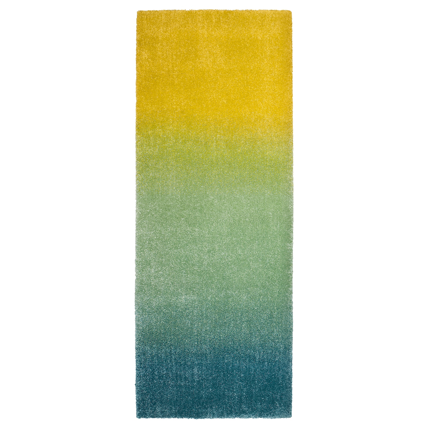 IKEA HOTELLRUM dywan z długim włosiem, niebieski/zielony żółty, 80x200 cm