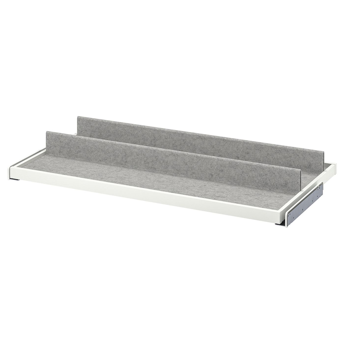 IKEA KOMPLEMENT wysuwana taca z wkładem na buty, biały/jasnoszary, 100x58 cm