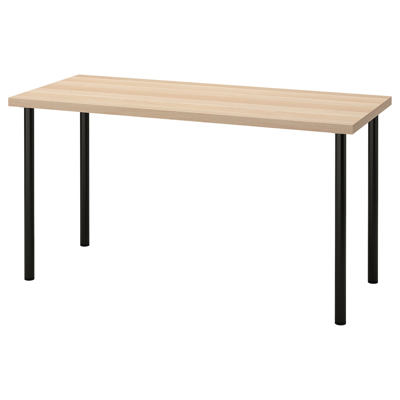 IKEA LAGKAPTEN / ADILS biurko, imitacja dębu bejcowanego na biało/czarny, 140x60 cm