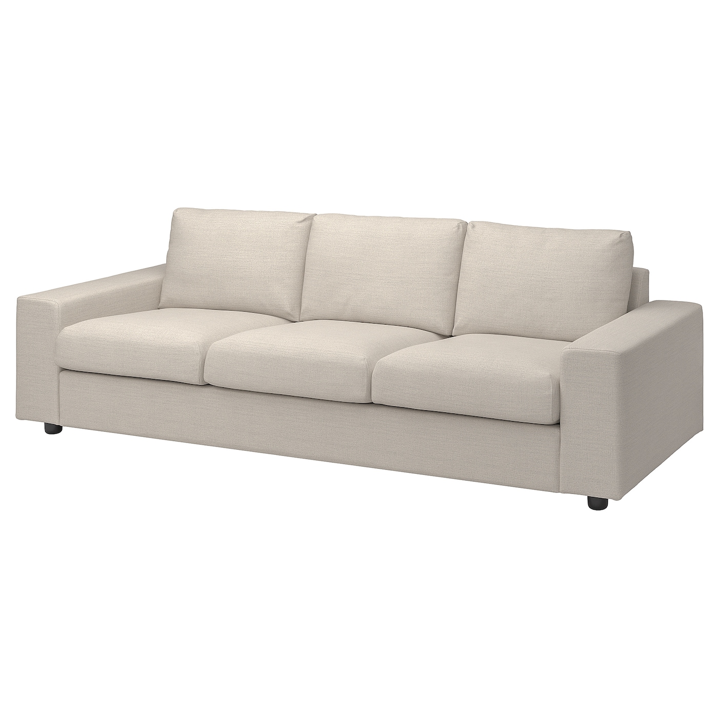 IKEA VIMLE sofa 3-osobowa, z szerokimi podłokietnikami/Gunnared beżowy, Wysokość z poduchami oparcia: 83 cm