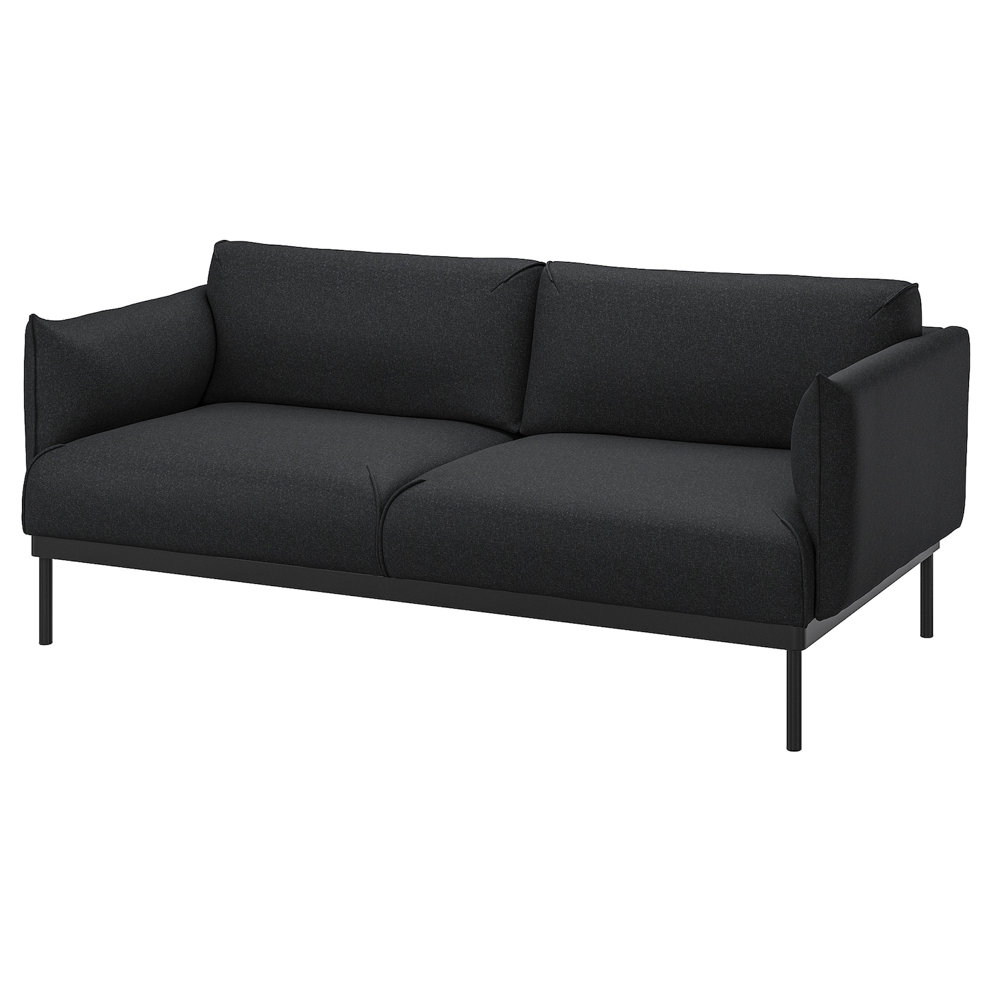 IKEA ÄPPLARYD sofa 2-osobowa, Gunnared czarny/szary, Wysokość podłokietnika: 72 cm