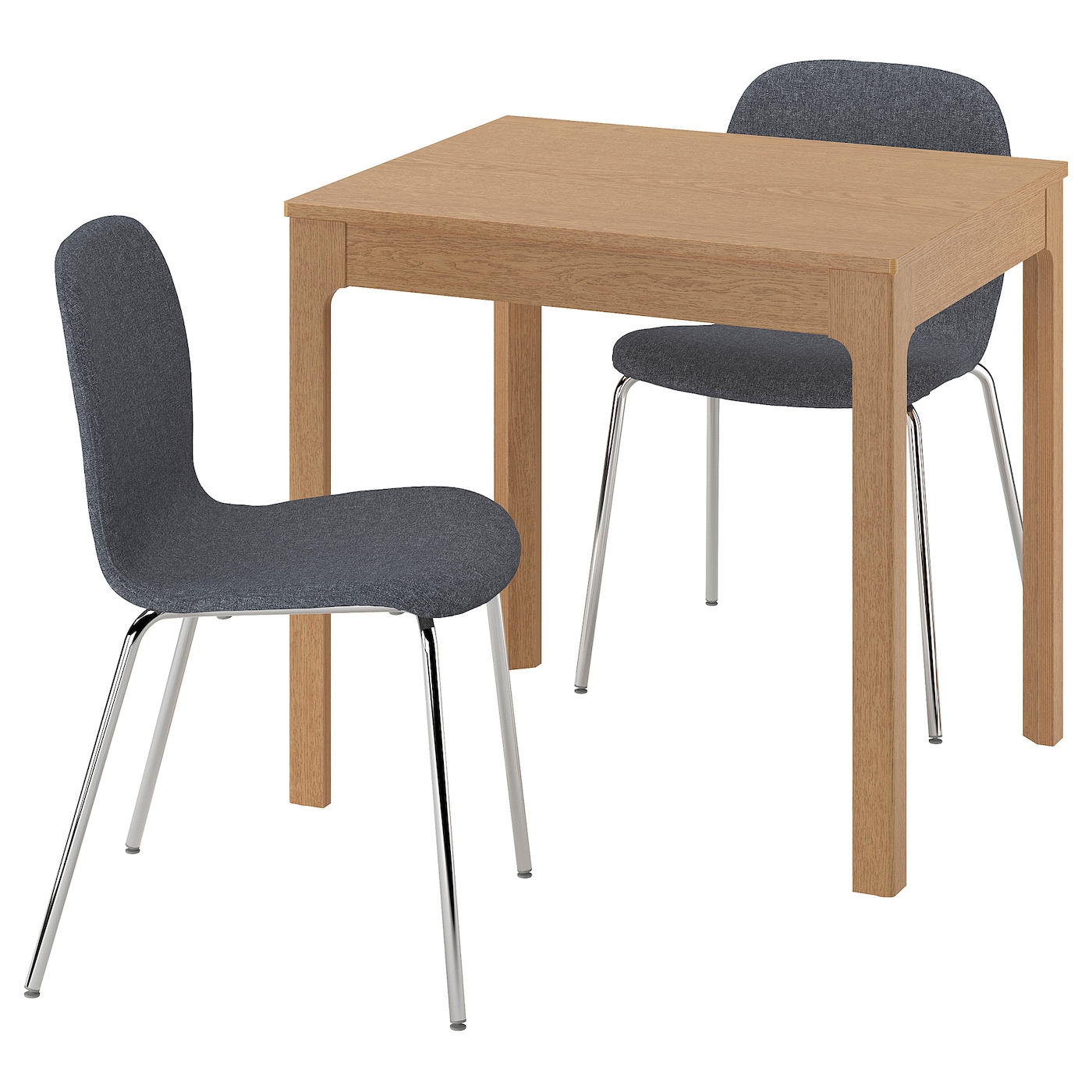 IKEA EKEDALEN / KARLPETTER stół i 2 krzesła, dąb/Gunnared średni szary chrom, 80/120 cm