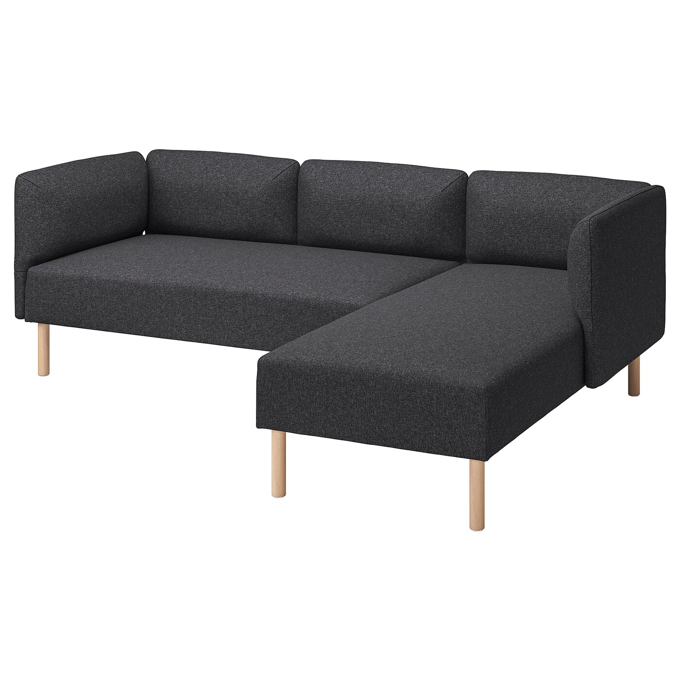 IKEA LILLEHEM 3-osob sofa modułowa z szezlongiem, Gunnared/ciemnoszary drewno, Szerokość: 224 cm