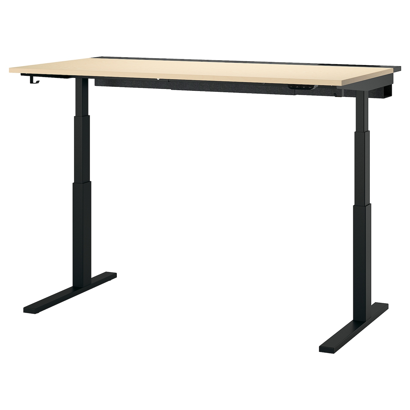 IKEA MITTZON biurko z regulacją wysokości, elektryczny okl brzoz/czarny, 160x80 cm