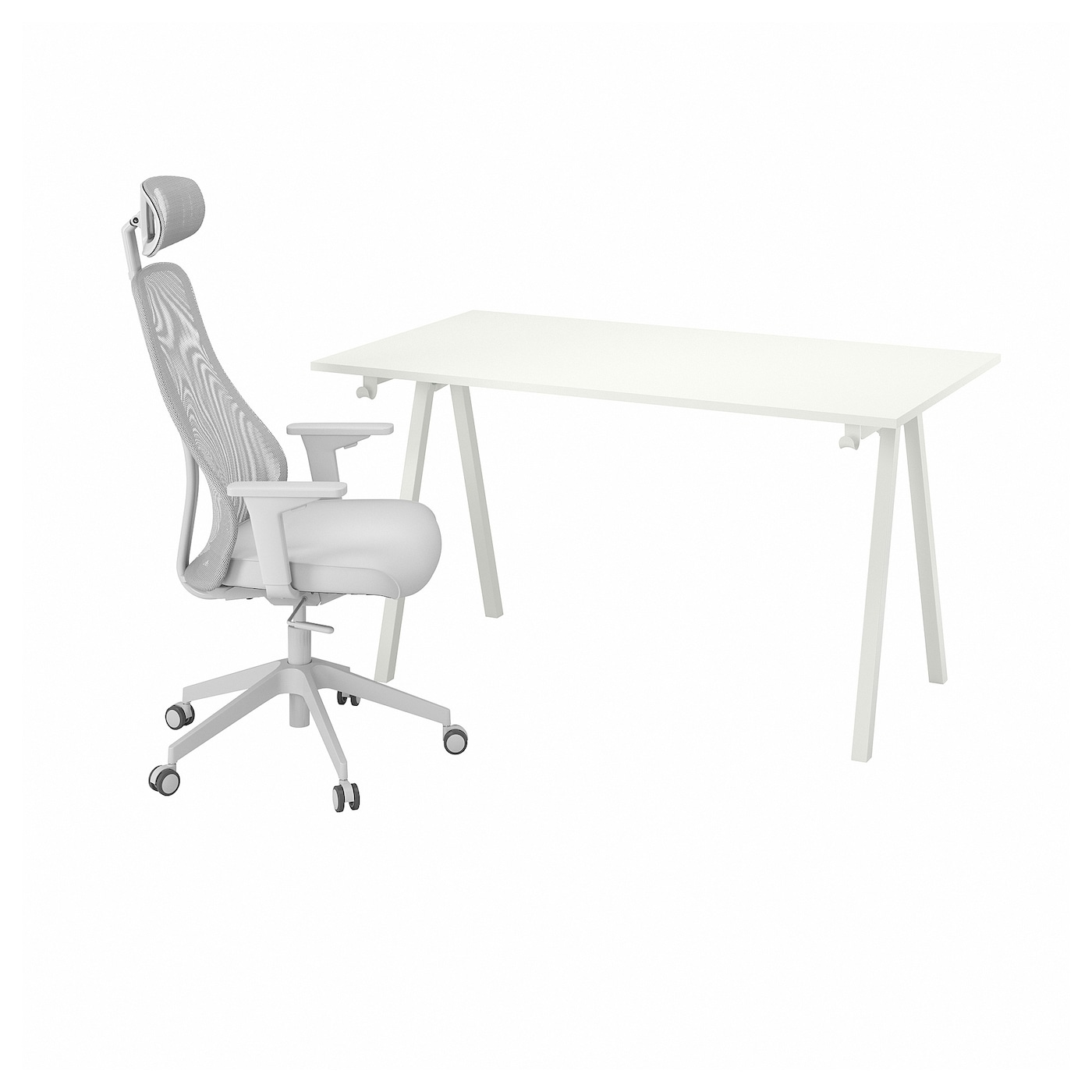 IKEA TROTTEN / MATCHSPEL biurko i krzesło, biały/jasnoszary