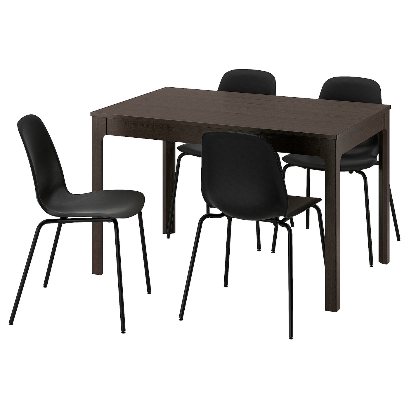IKEA EKEDALEN / LIDÅS stół i 4 krzesła, ciemnobrązowy/czarny czarny, 120/180 cm
