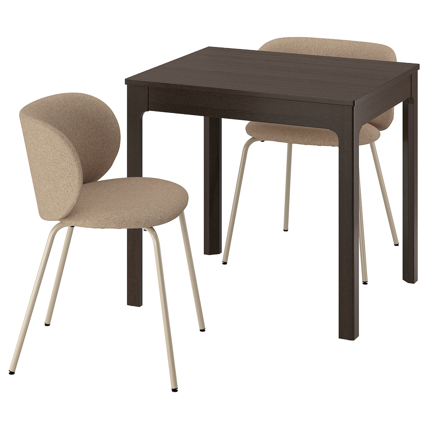 IKEA EKEDALEN / KRYLBO stół i 2 krzesła, ciemnobrązowy/Tonerud ciemny beż, 80/120 cm