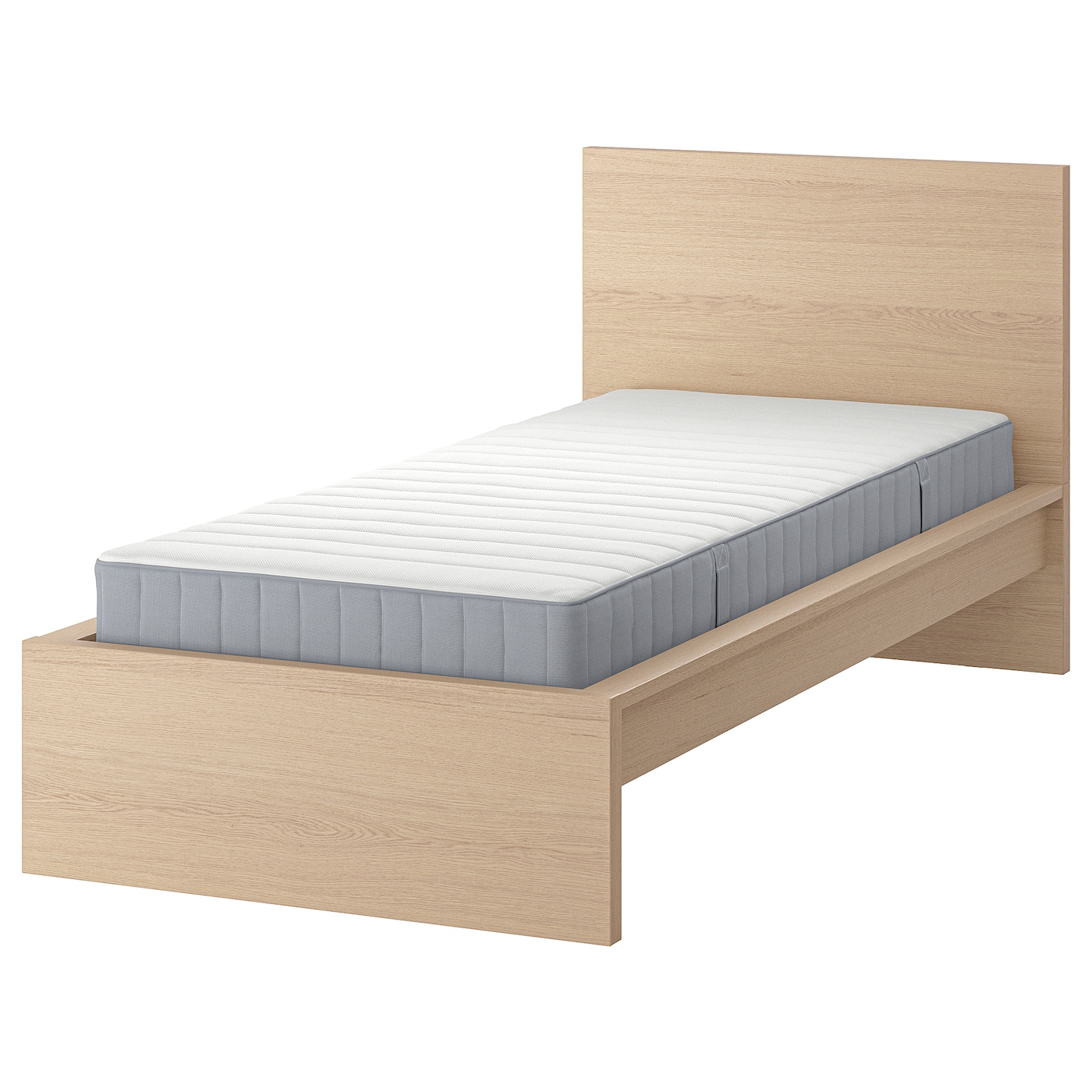 IKEA MALM łóżko, okleina dębowa bejcowana na biało, 90x200 cm