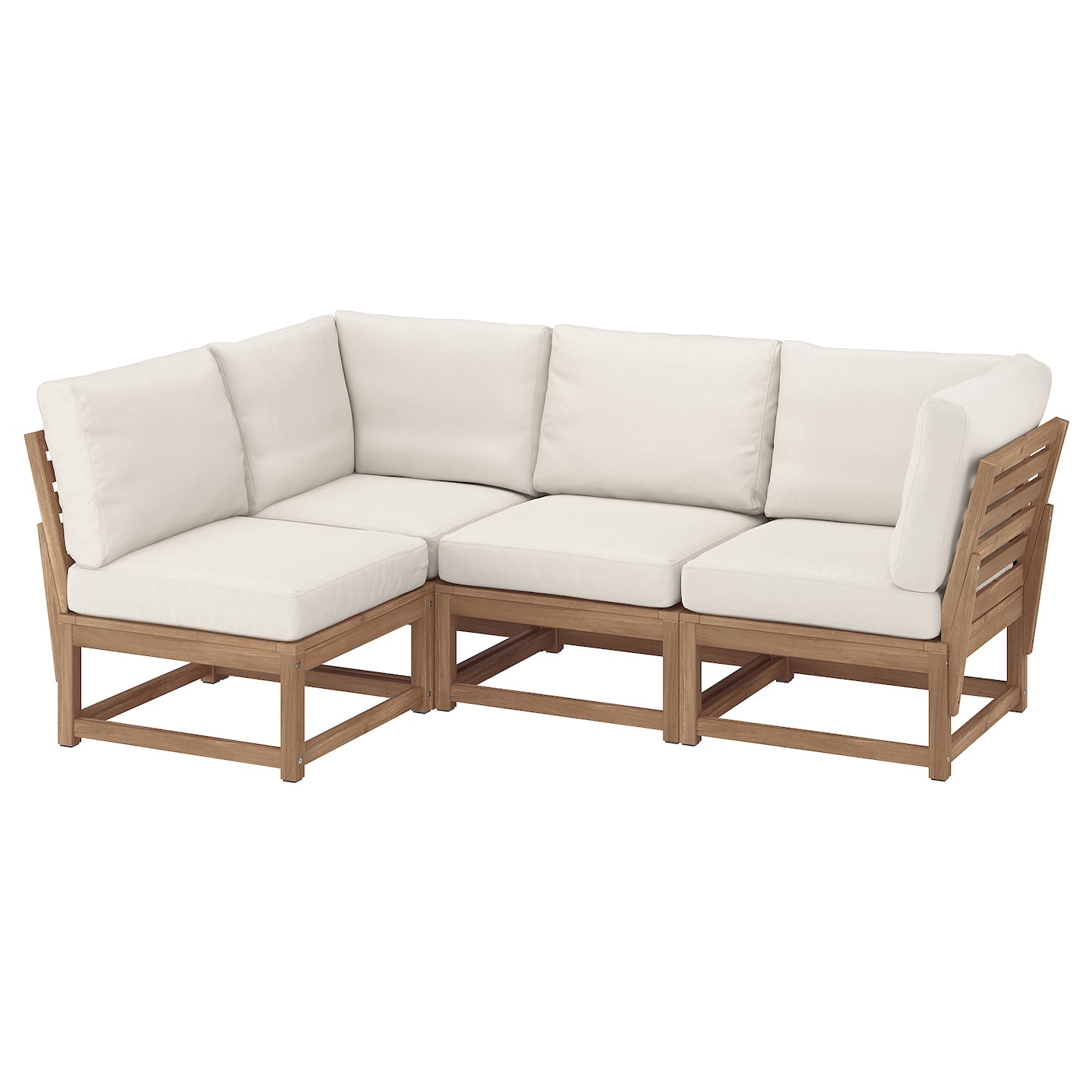 IKEA NÄMMARÖ modułowa sofa narożna 3 osobowa, zewnętrzne bejca jasnobrązowa/Frösön/Duvholmen beżowy, Szerokość po lewej: 137 cm