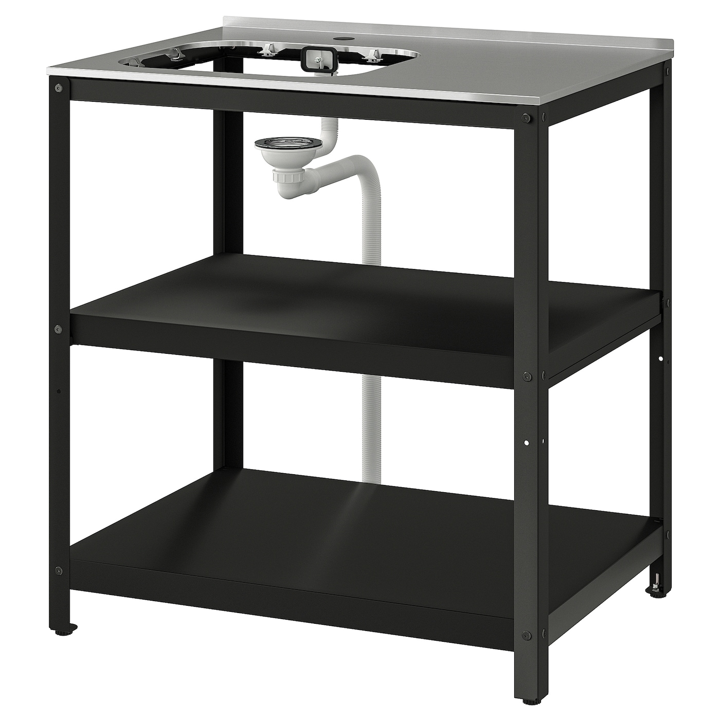 IKEA GRILLSKÄR moduł pod zlew, czarny/stal nierdz zewnętrzne, 86x61 cm