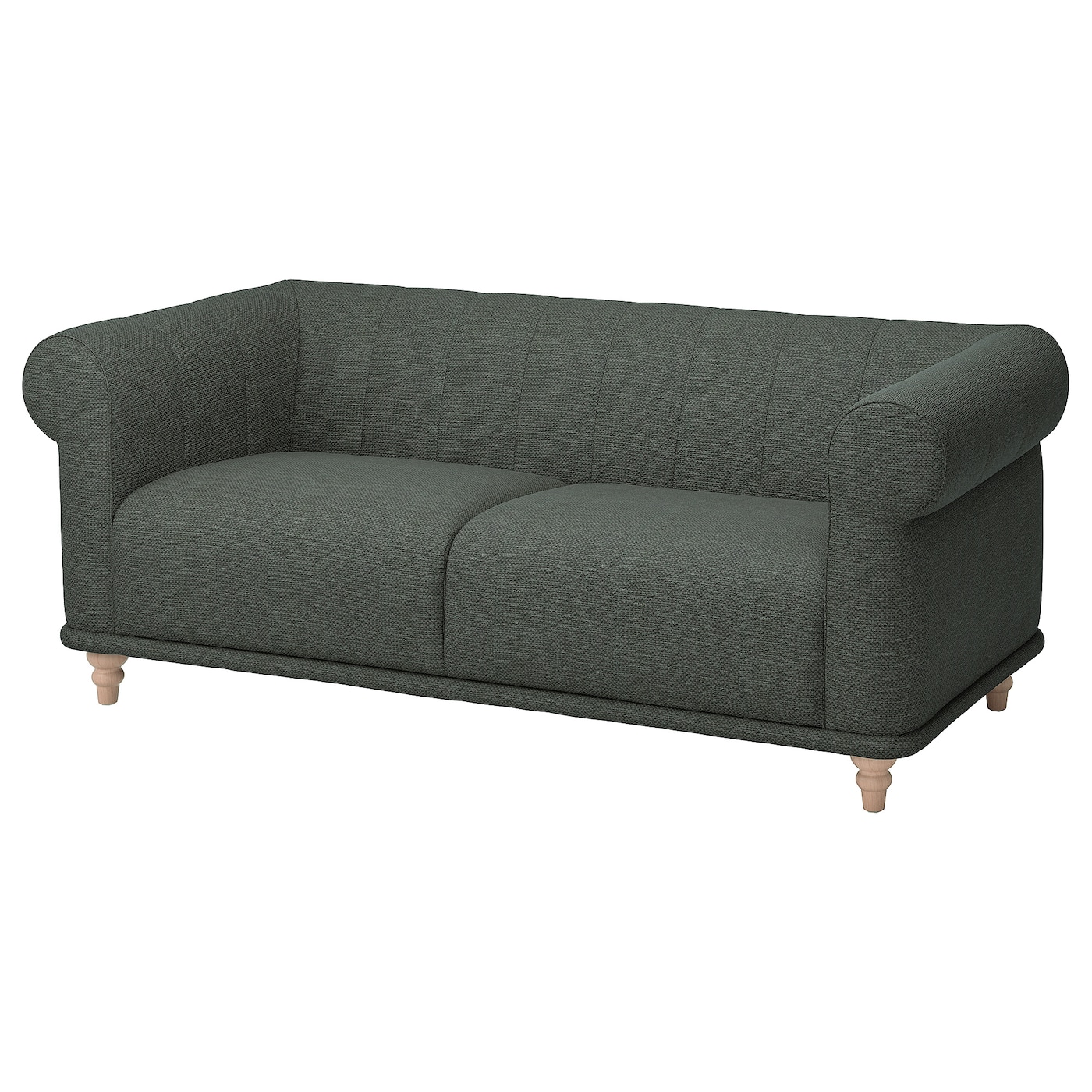 IKEA VISKAFORS sofa 2-osobowa, Lejde/szary/zielony brzoza, Podłokietnik szerokość: 22 cm