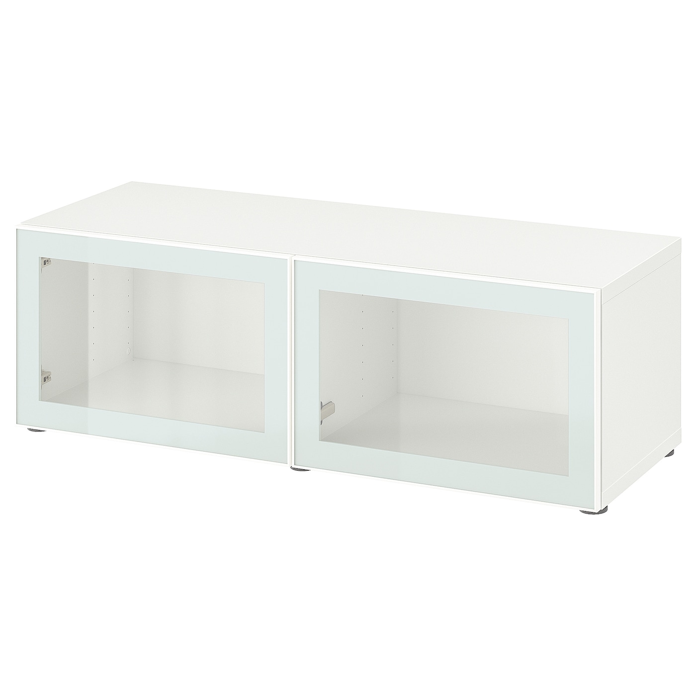 IKEA BESTÅ witryna, biały Glassvik/biel/jasna zieleń szkło bezbarwne, 120x42x38 cm