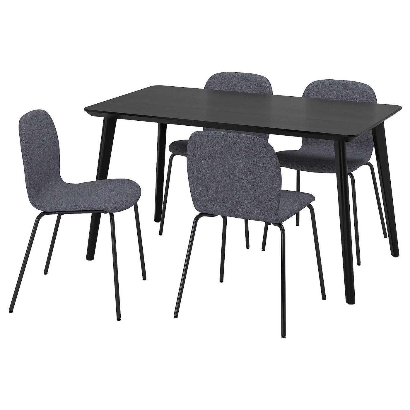 IKEA LISABO / KARLPETTER stół i 4 krzesła, czarny/Gunnared średni szary czarny, 140x78 cm