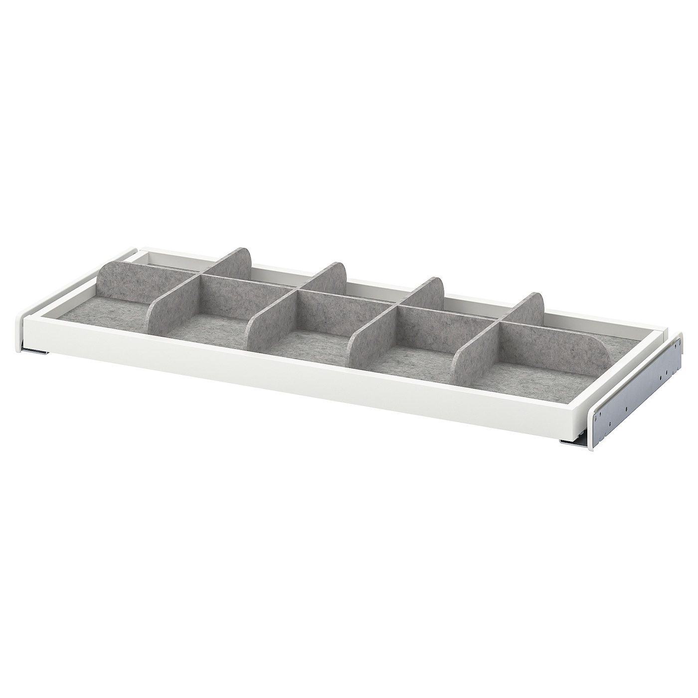IKEA KOMPLEMENT wysuwana półka z przegrodą, biały/jasnoszary, 75x35 cm