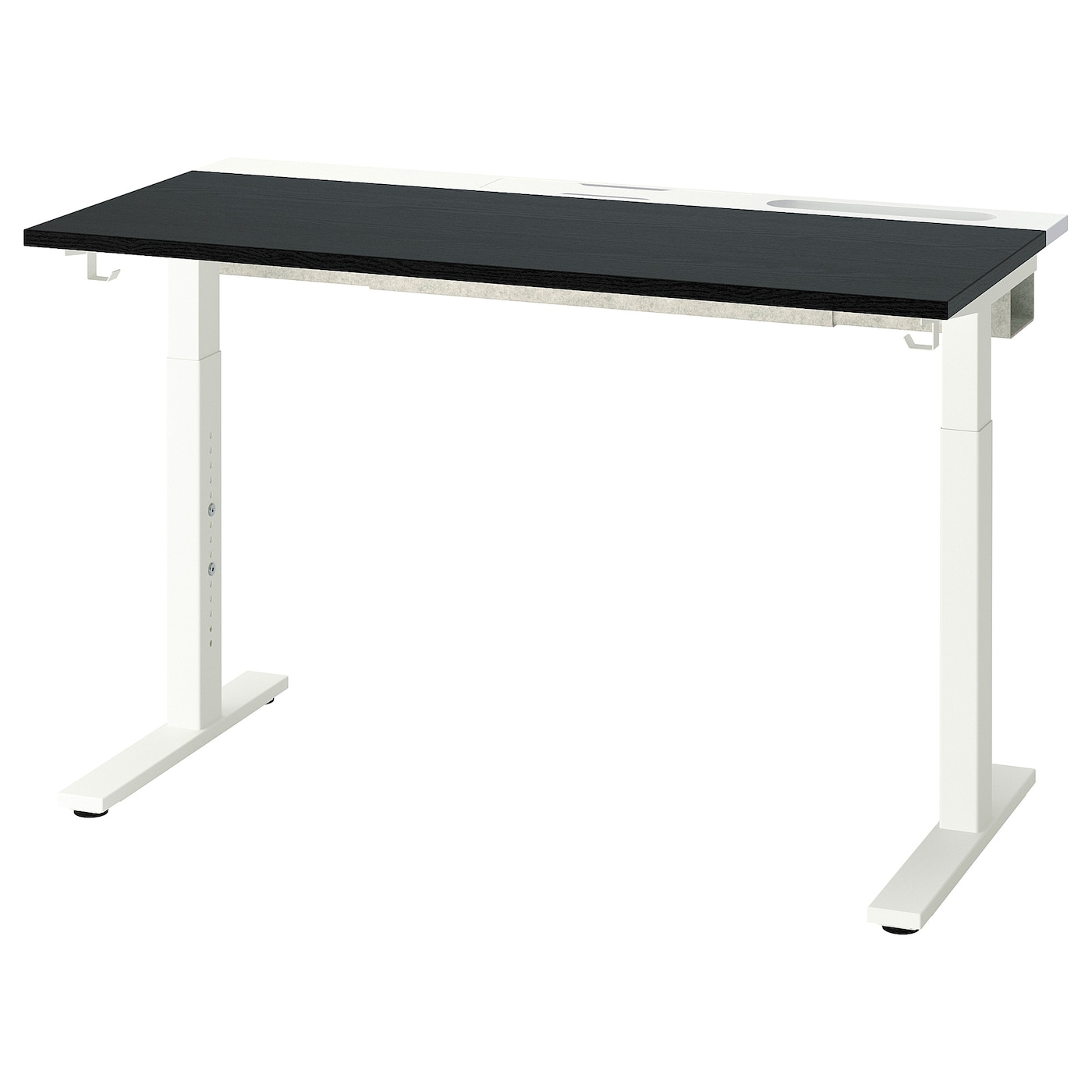 IKEA MITTZON biurko, bejcowane na czarno okleina jesionowa/biały, 120x60 cm