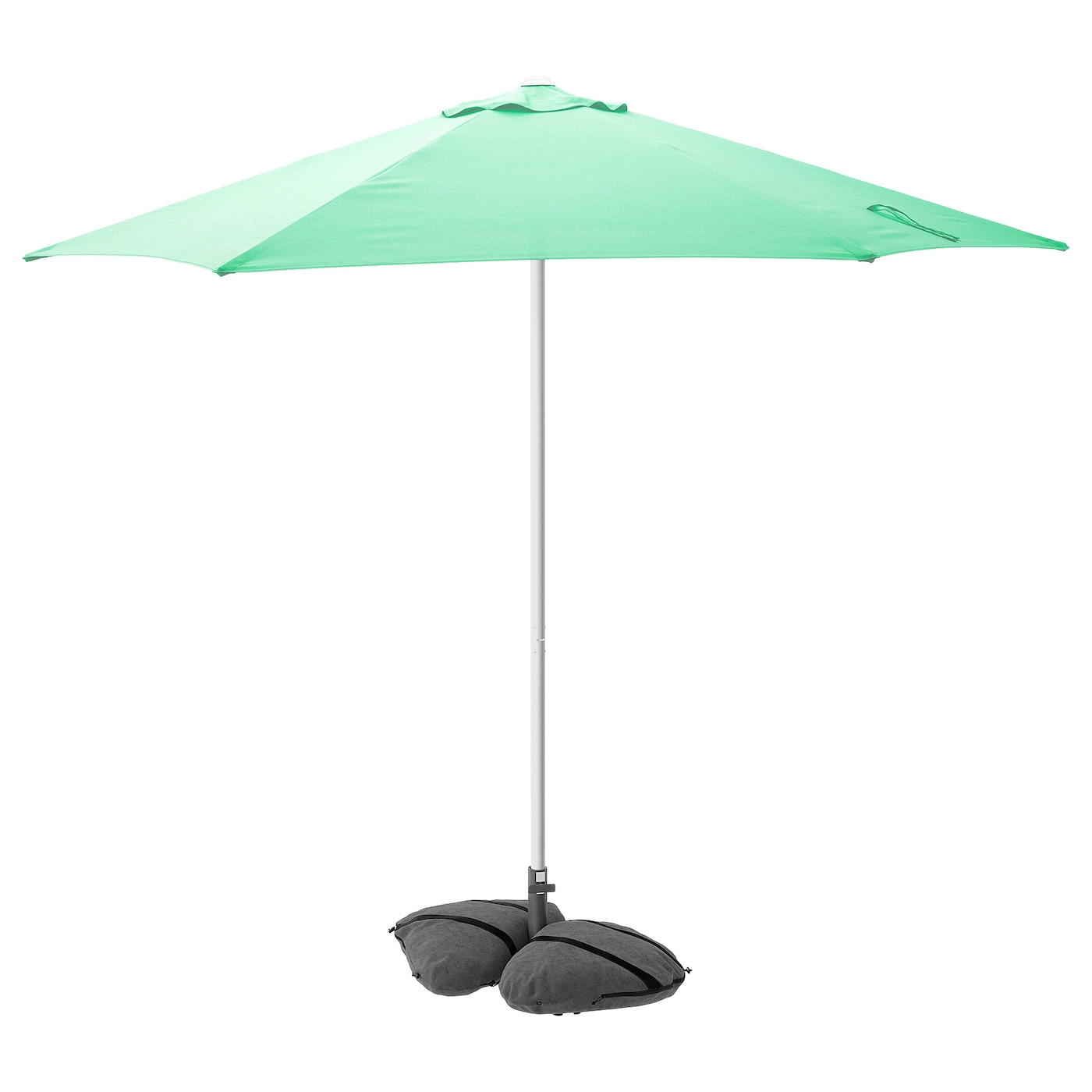 IKEA HÖGÖN / IGGÖN parasol z podstawą, jasnozielony/ciemnoszary, 270 cm