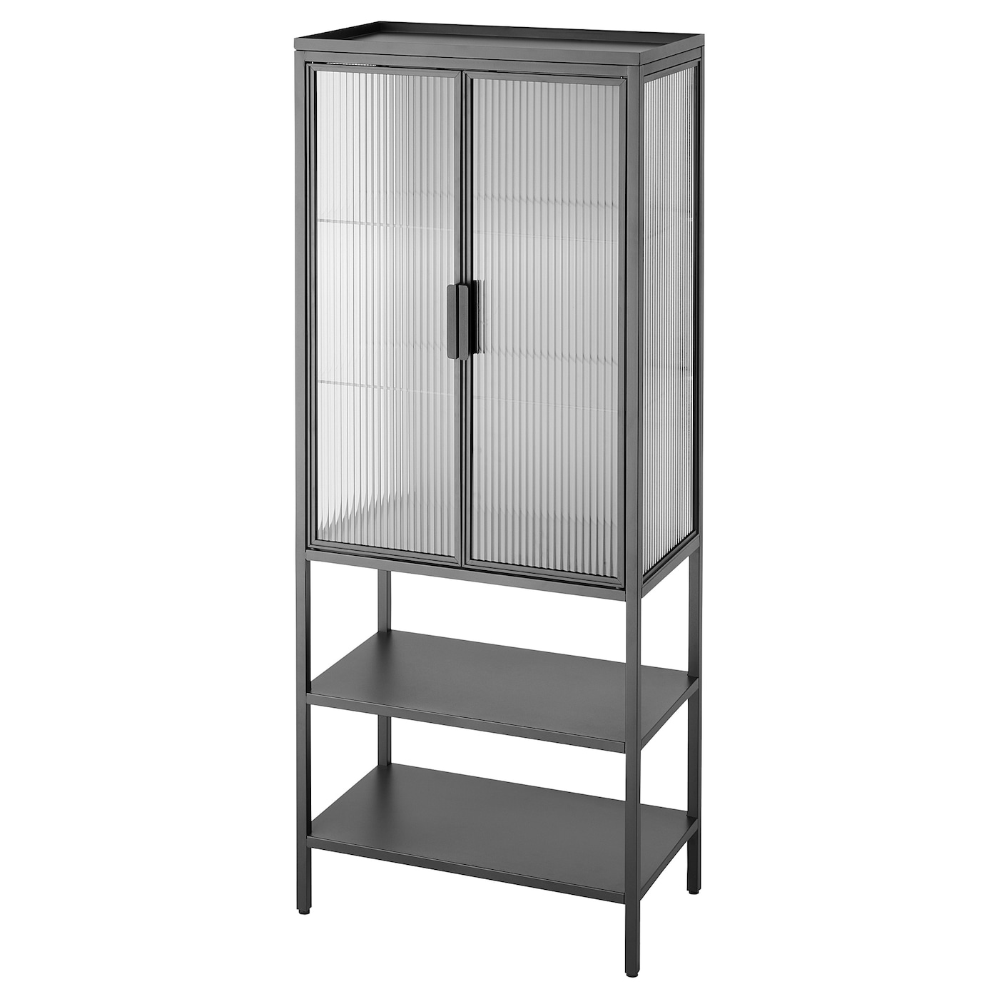 IKEA MOSSJÖN witryna z 2 drzwi, antracyt, 60x34x146 cm