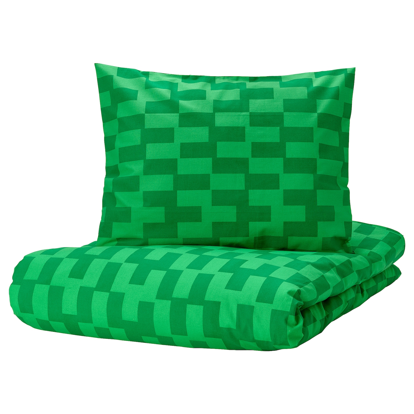 IKEA BLÅSKATA poszwa na kołdrę i poszewka, zielony/wzór, 150x200/50x60 cm