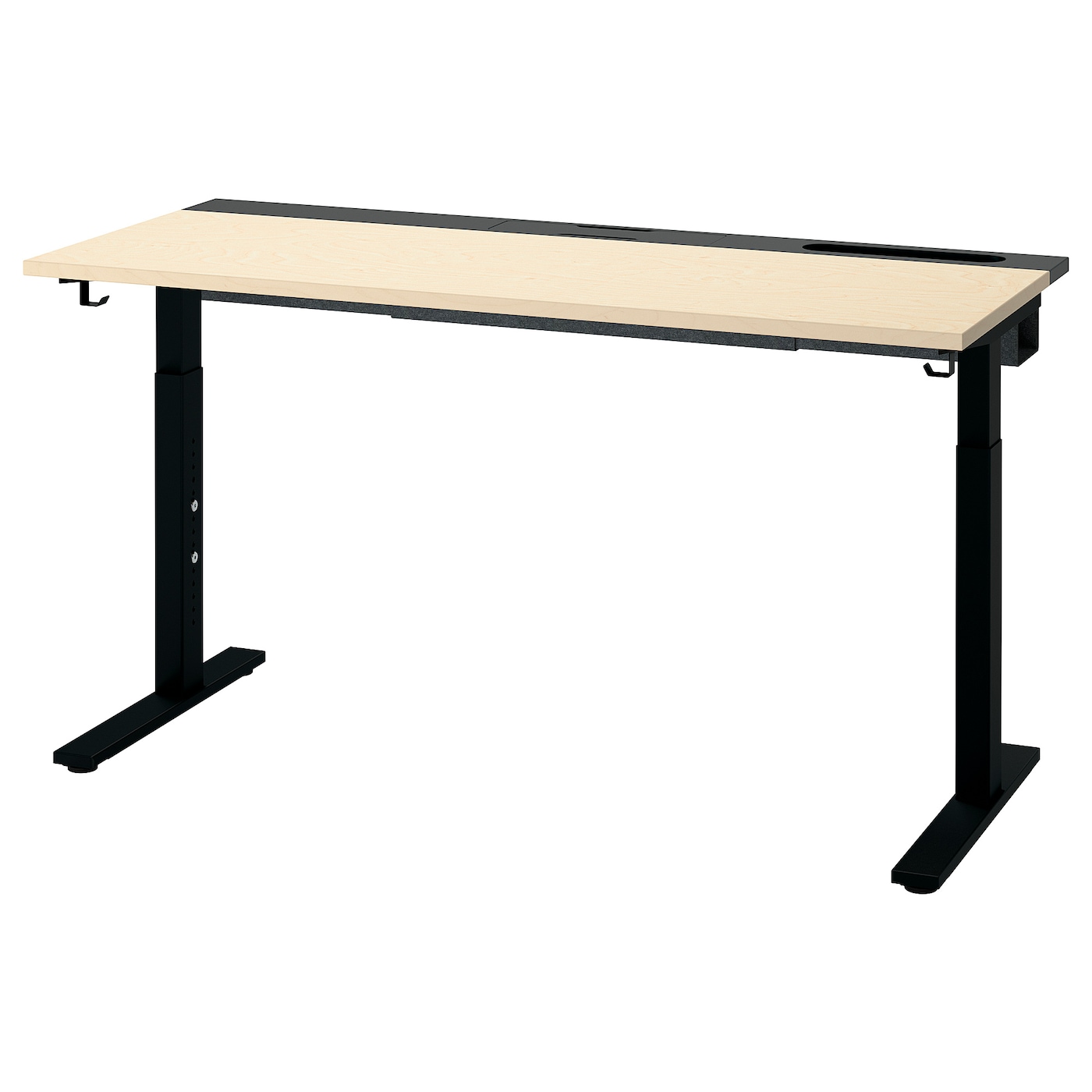 IKEA MITTZON biurko, okl brzoz/czarny, 140x60 cm