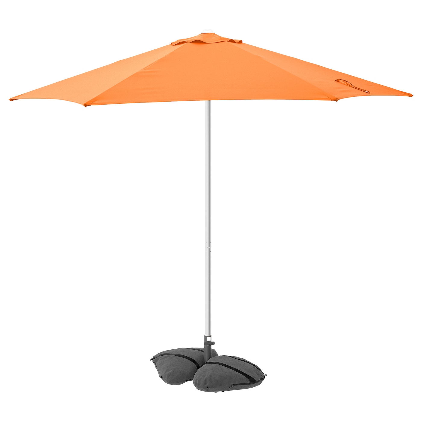 IKEA HÖGÖN / IGGÖN parasol z podstawą, jaskrawopomarańczowy/ciemnoszary, 270 cm