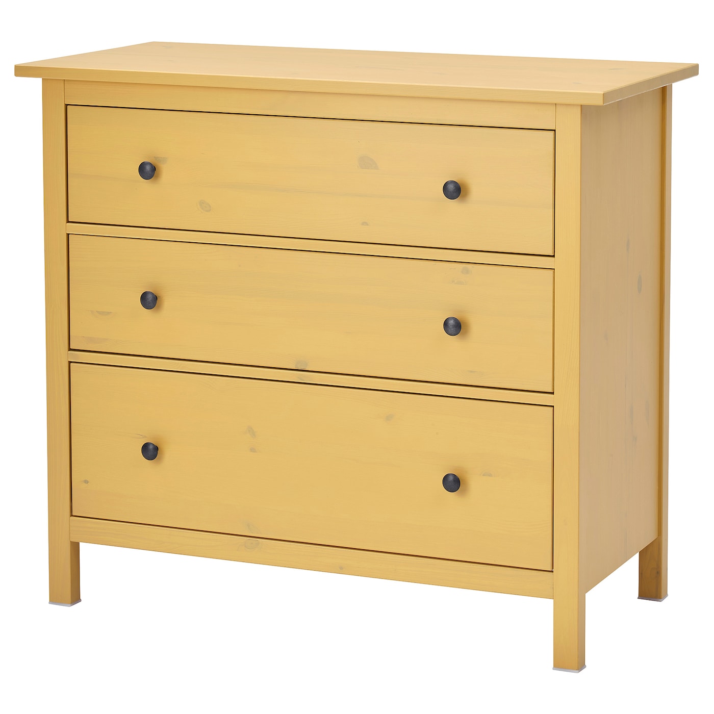 IKEA HEMNES komoda, 3 szuflady, bejca żółta, 108x96 cm
