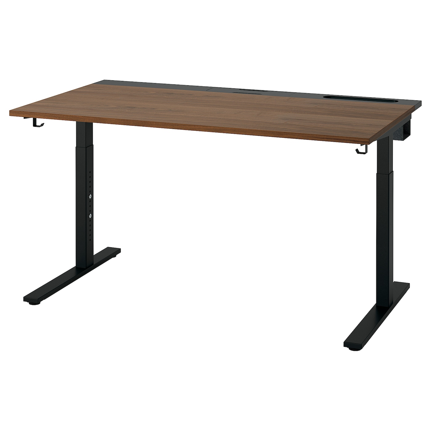 IKEA MITTZON biurko, okleina orzechowa/czarny, 140x80 cm