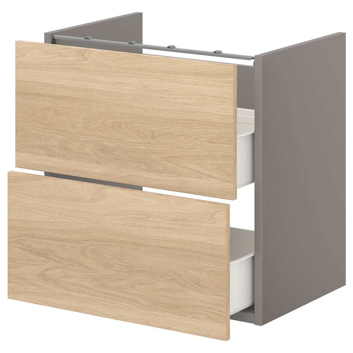 IKEA ENHET szafka umywalkowa z 2 szufladami, szary/imit. dębu, 60x42x60 cm
