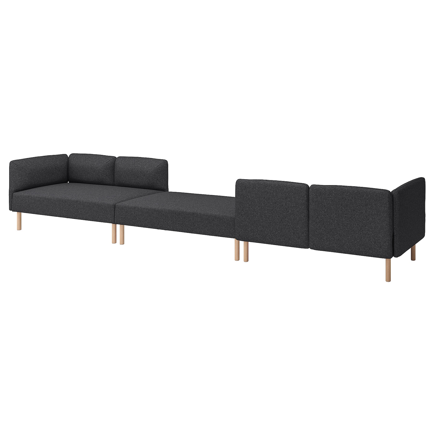 IKEA LILLEHEM 6-osobowa sofa modułowa, Gunnared/ciemnoszary drewno, Szerokość: 440 cm