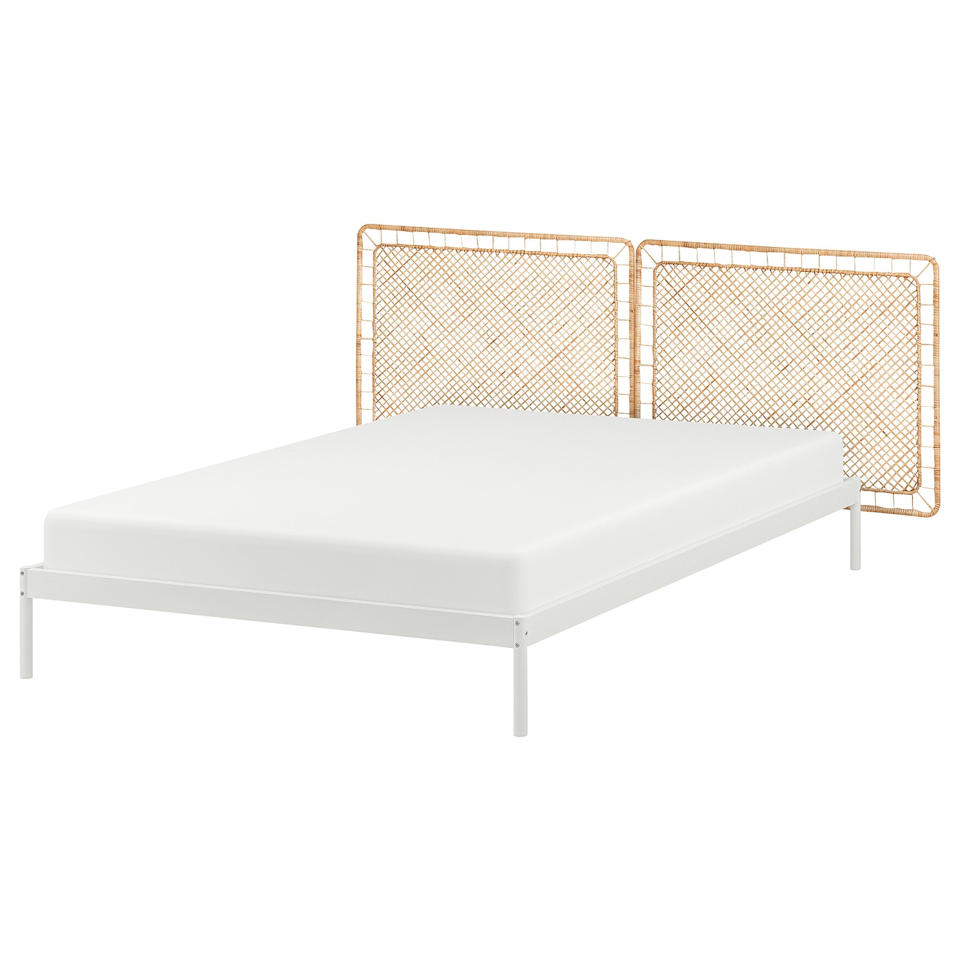 IKEA VEVELSTAD rama łóżka z 2 zagłówkami, biały, 140x200 cm