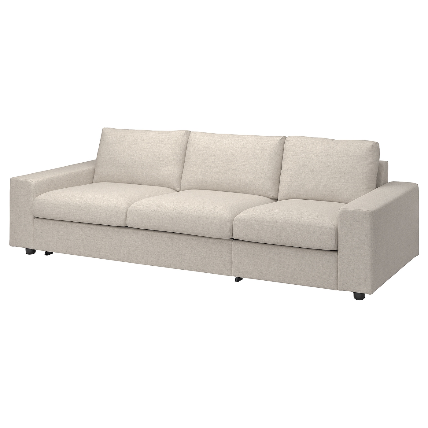 IKEA VIMLE sofa 3-osobowa, rozkładana, z szerokimi podłokietnikami/Gunnared beżowy, Wysokość łóżka: 53 cm
