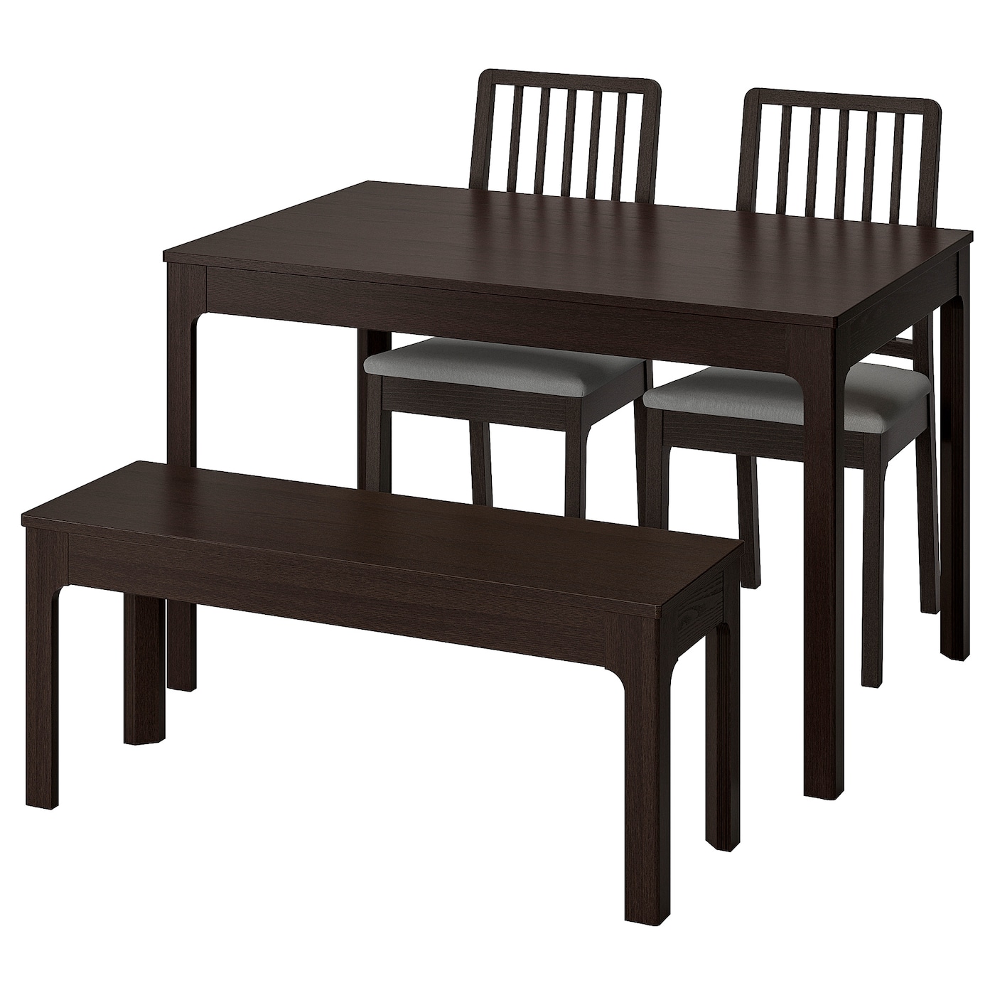 IKEA EKEDALEN / EKEDALEN stół z 2 krzesłami i ławą, ciemnobrązowy/Orrsta jasnoszary, 120/180 cm