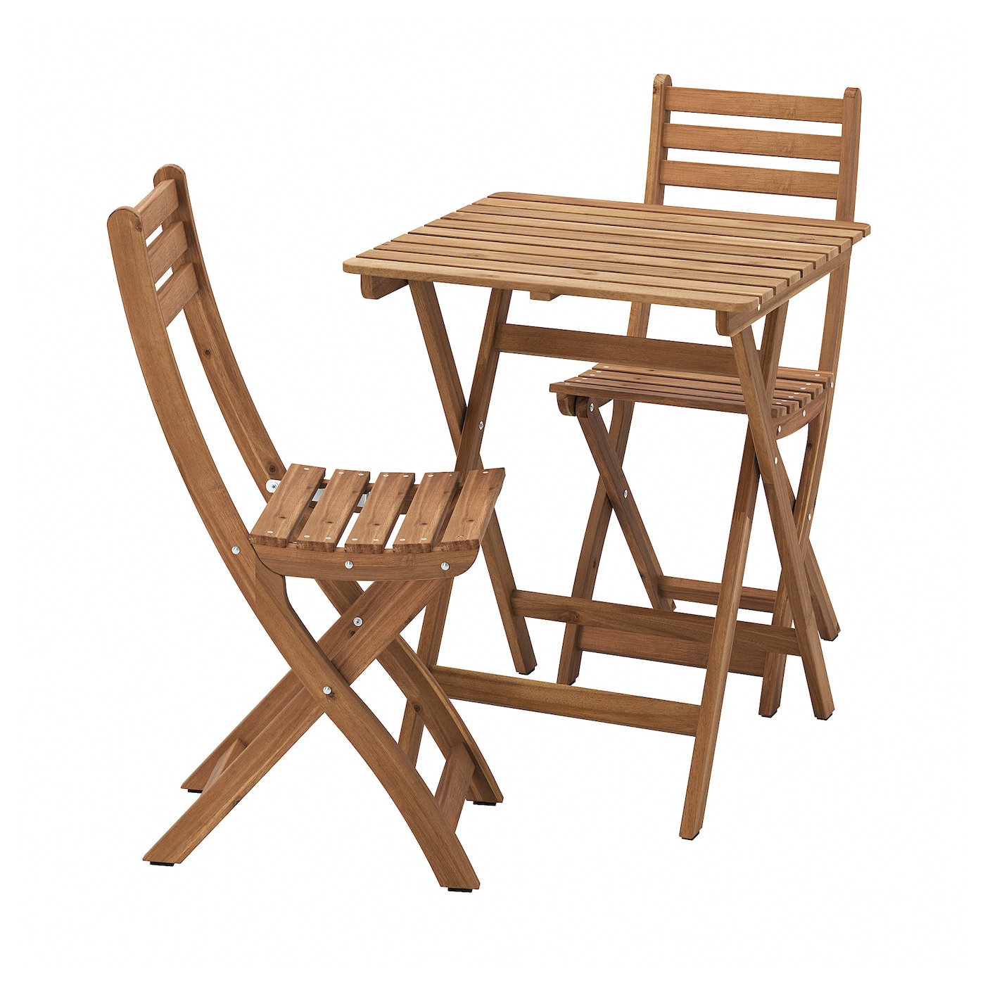 IKEA ASKHOLMEN stół ogrodowy i 2 składane krzesła, Askholmen ciemnobrązowy, 60x62 cm