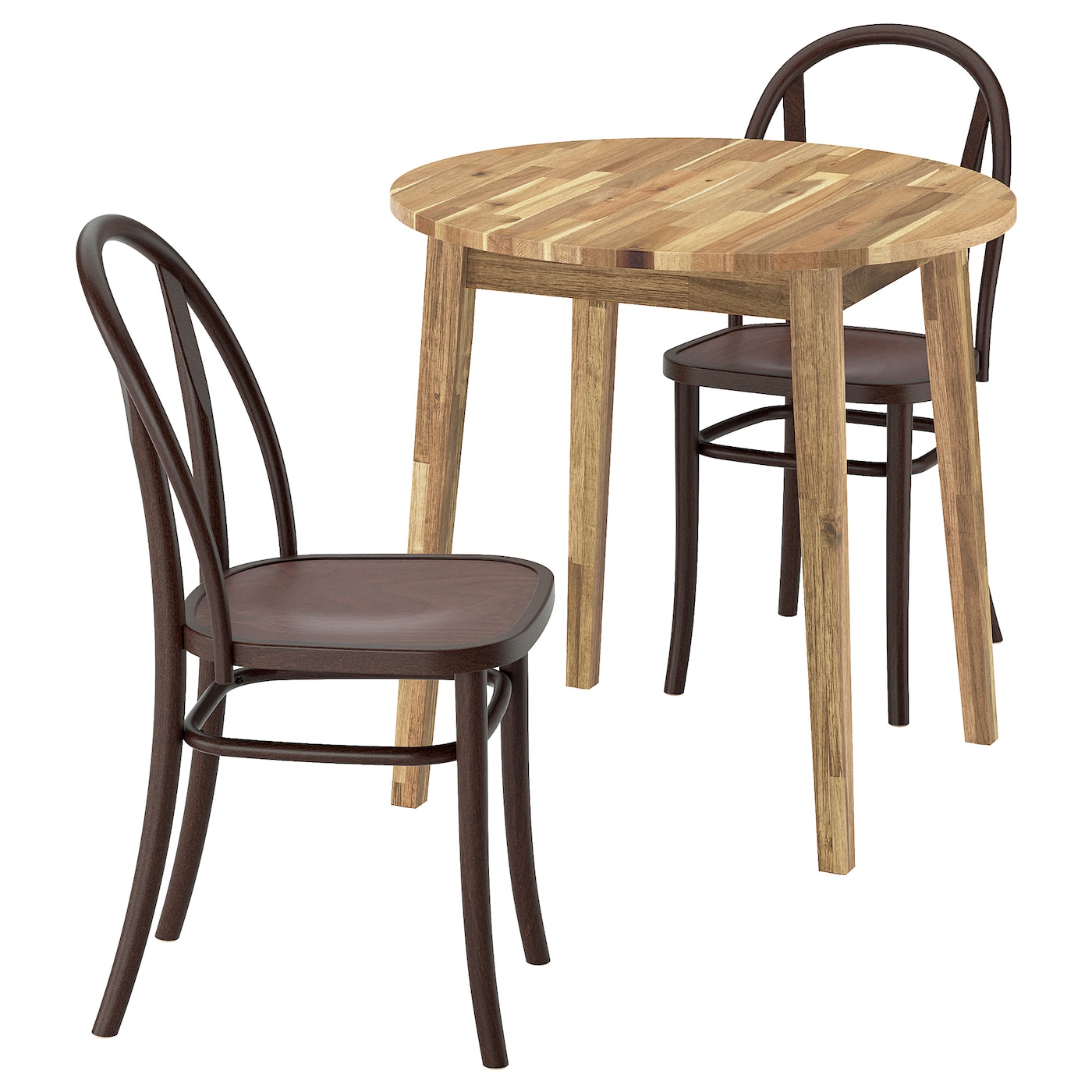 IKEA NACKANÄS / SKOGSBO stół i 2 krzesła, akacja/ciemnobrązowy, 80 cm