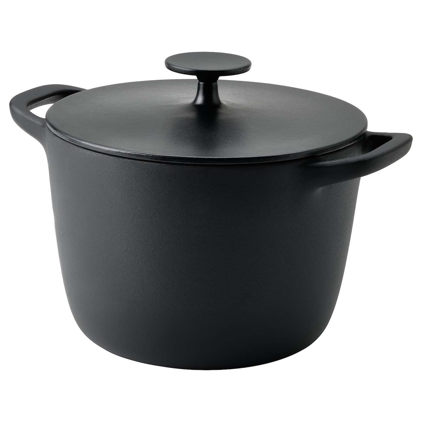 IKEA VARDAGEN garnek z pokrywką, żeliwo emaliowane Matowy/czarny, 5 l