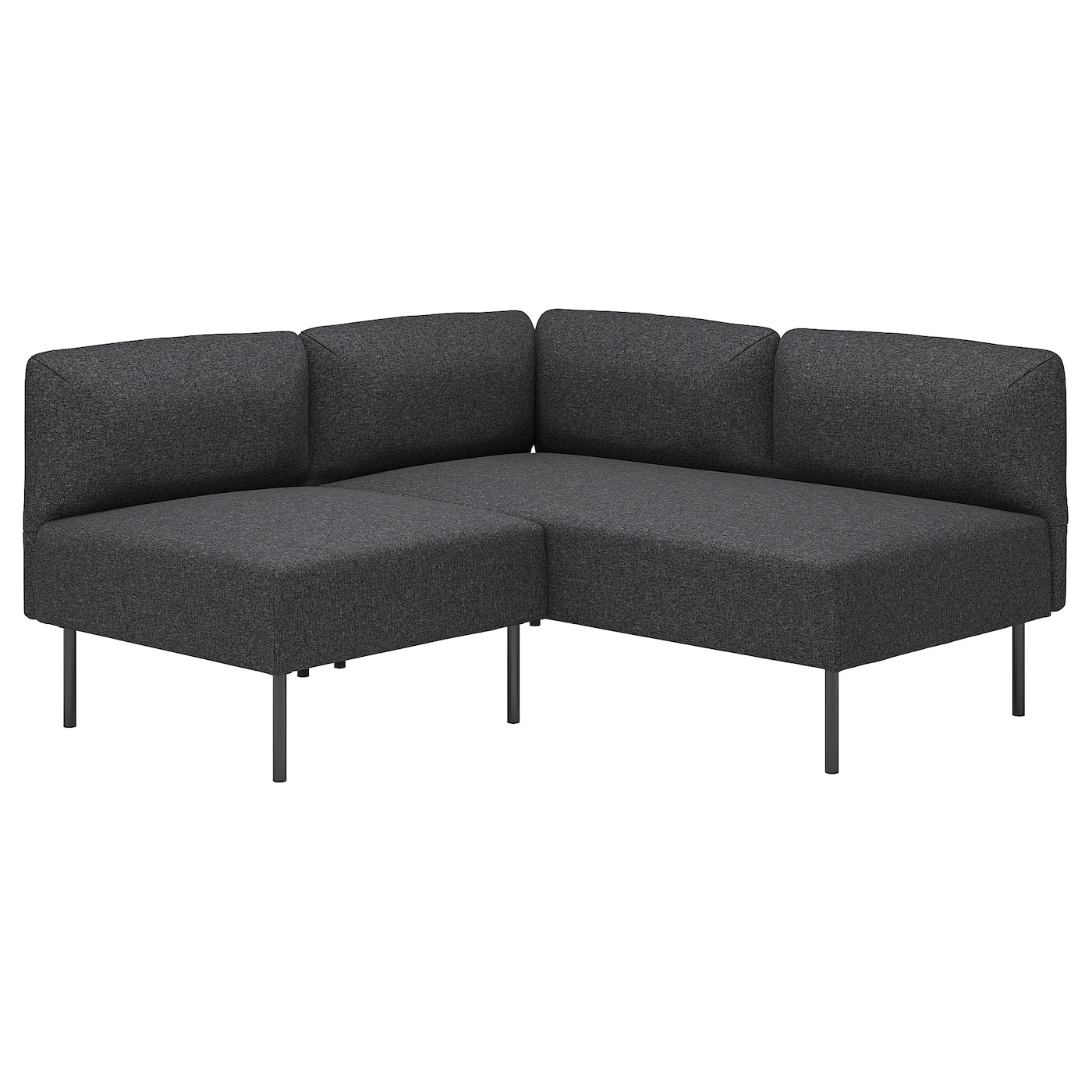 IKEA LILLEHEM modułowa sofa narożna, 2-osobowa, Gunnared ciemnoszary/metal, Głębokość: 76 cm