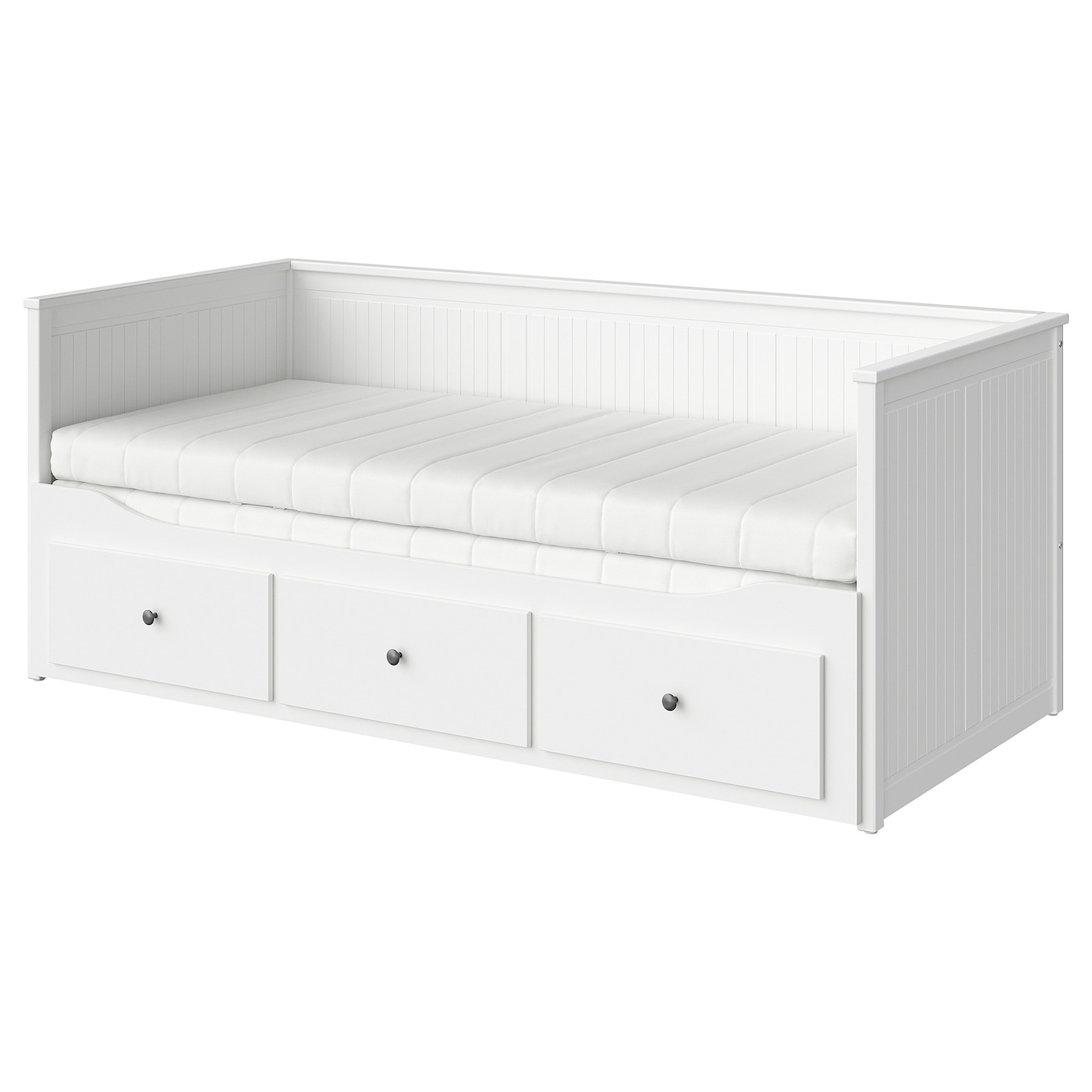 IKEA HEMNES Leżanka z 3 szufladami, 2 materace, biały, 80x200 cm
