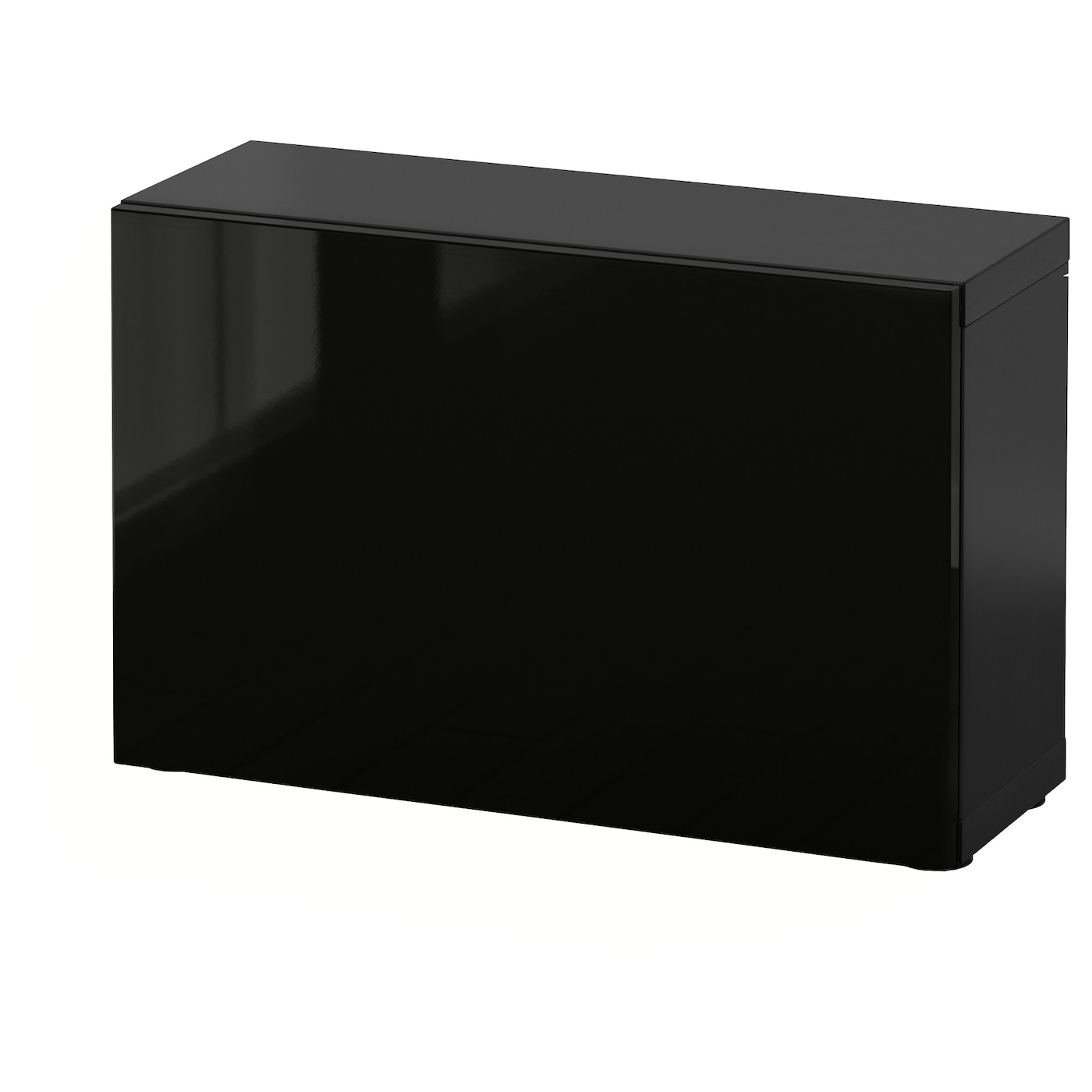 IKEA BESTÅ szafka z drzwiczkami, czarnybrąz/Selsviken połysk/czarny, 60x22x38 cm