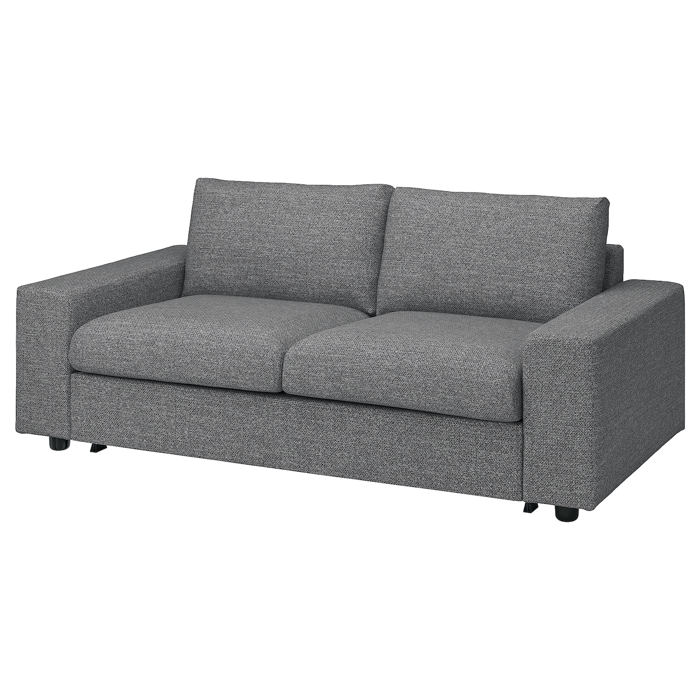IKEA VIMLE sofa 2-osobowa, rozkładana, z szerokimi podłokietnikami/Lejde szary-czarny