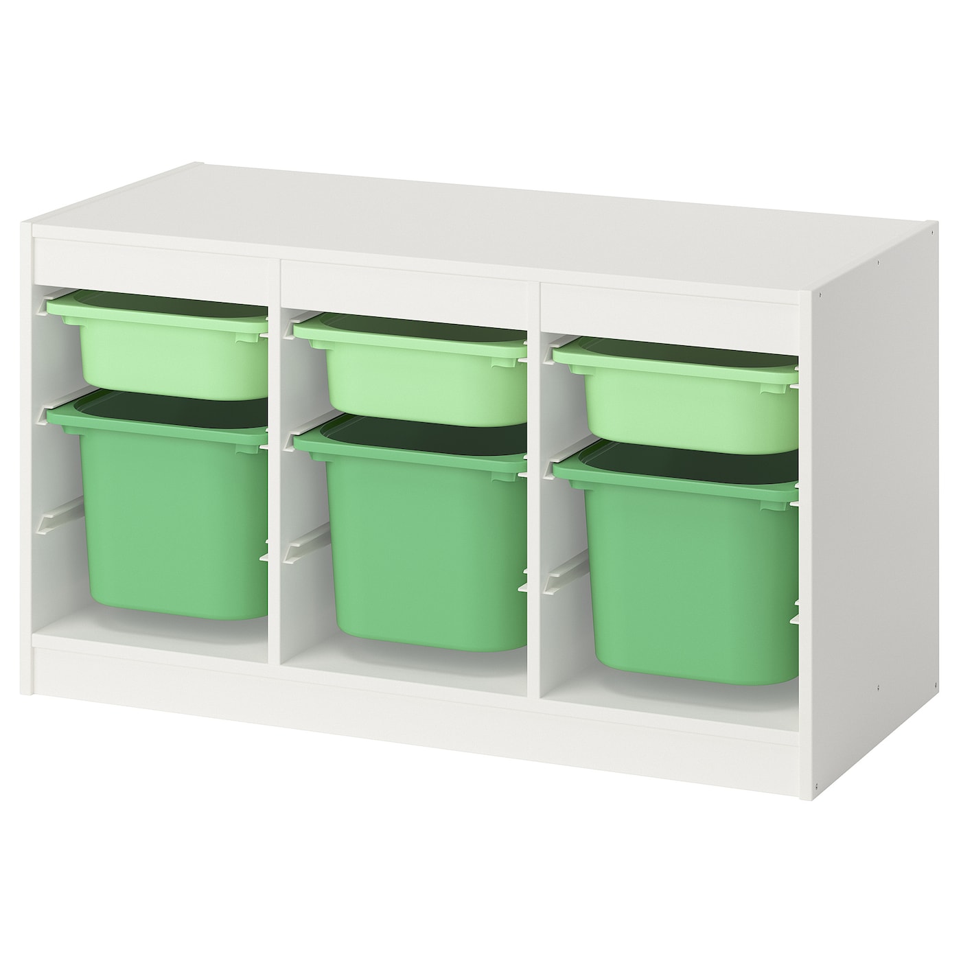 IKEA TROFAST regał z pojemnikami, biały jasnozielony/jaskrawozielony, 99x44x56 cm
