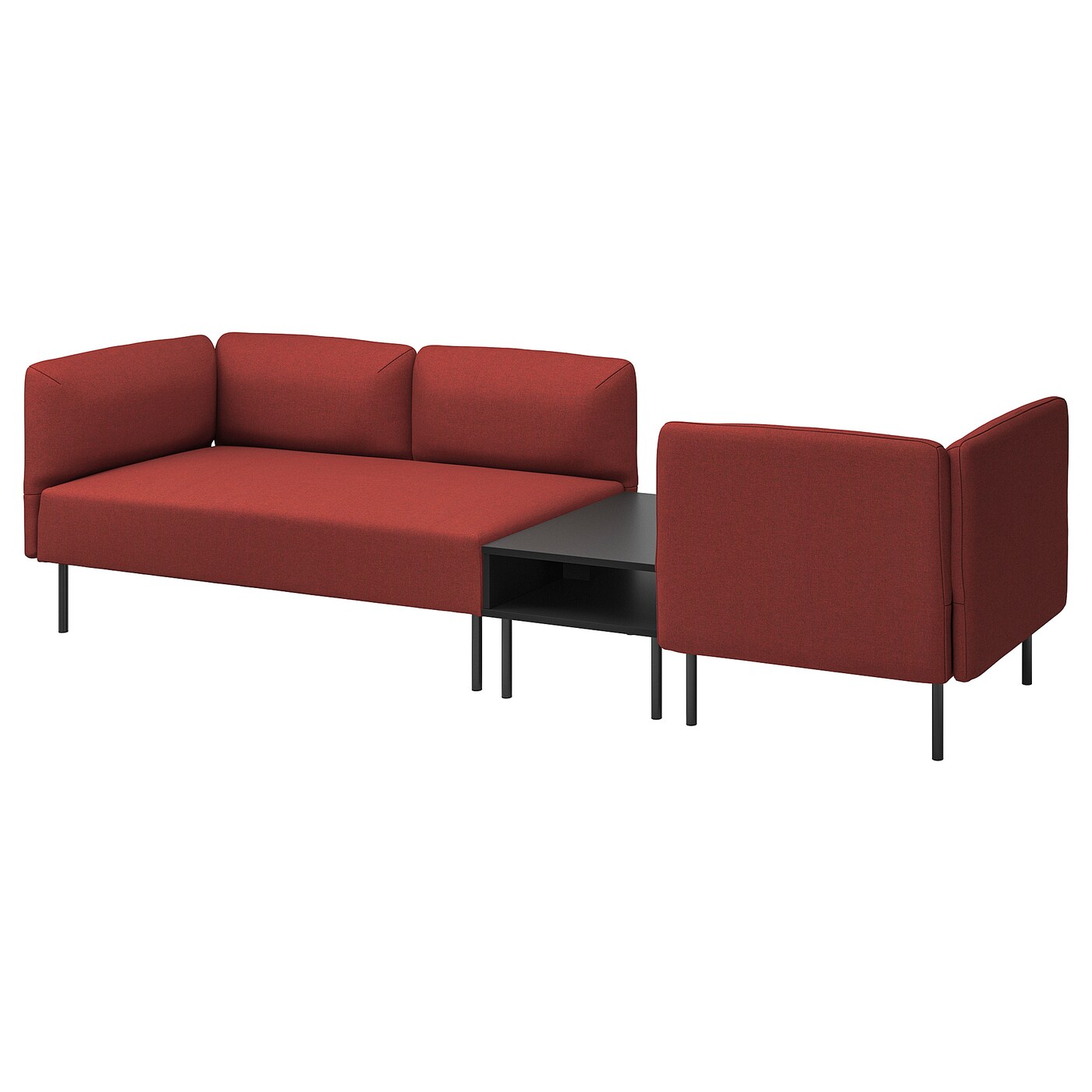 IKEA LILLEHEM 3-os sofa moduł ze stolik bocznym, Gunnared brązowoczerwony/metal, Szerokość: 274 cm