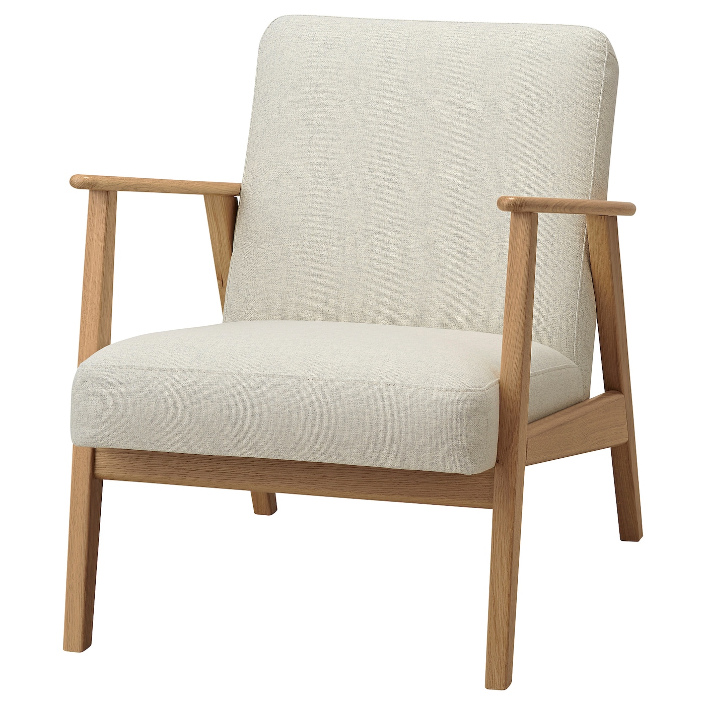 IKEA EKENÄSET fotel, dąb/Gunnared beżowy, Wysokość oparcia: 46 cm