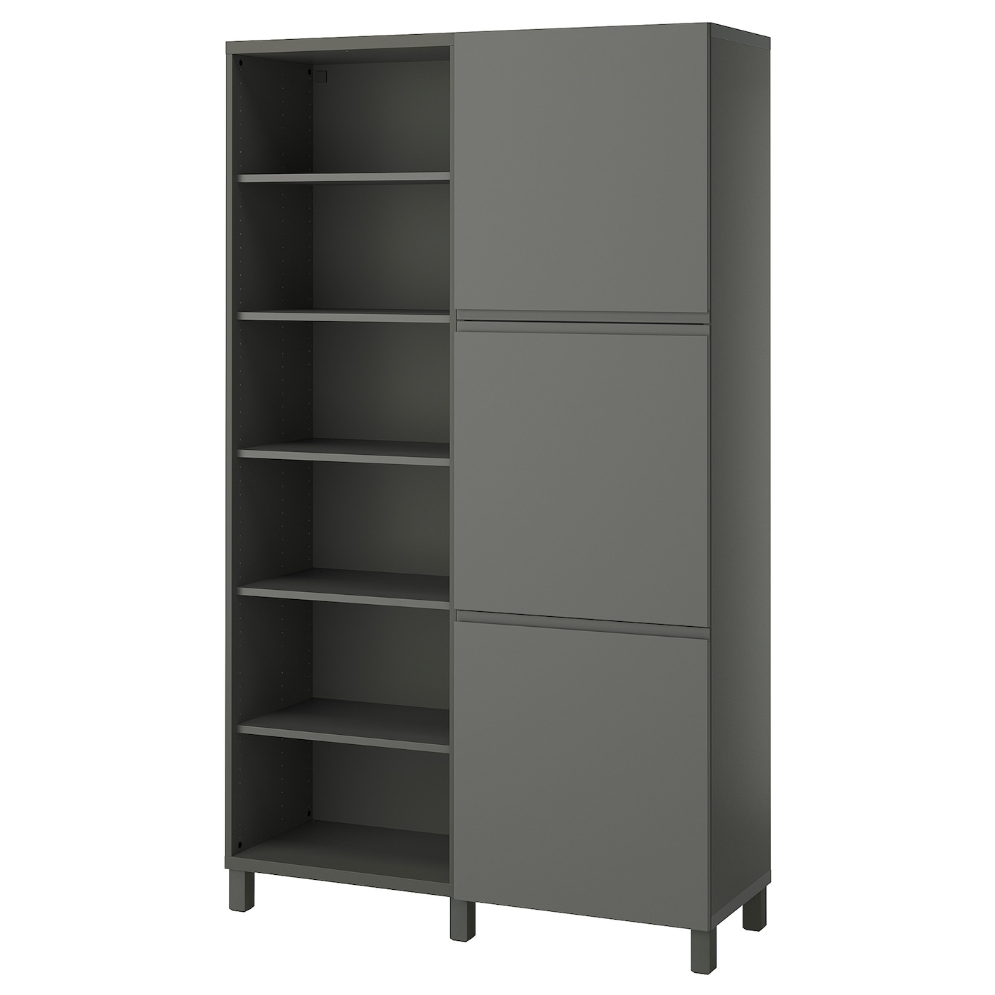 IKEA BESTÅ kombinacja z drzwiami, ciemnoszary/Västerviken ciemnoszary, 120x42x202 cm