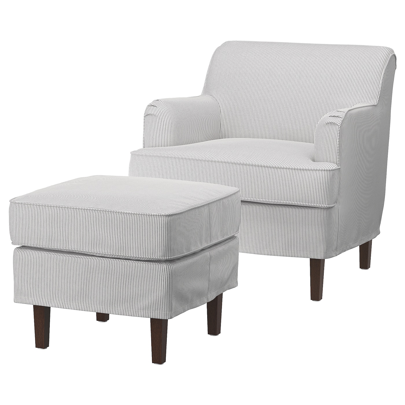 IKEA ROCKSJÖN fotel z podnóżkiem, Klovsta szaro-biały