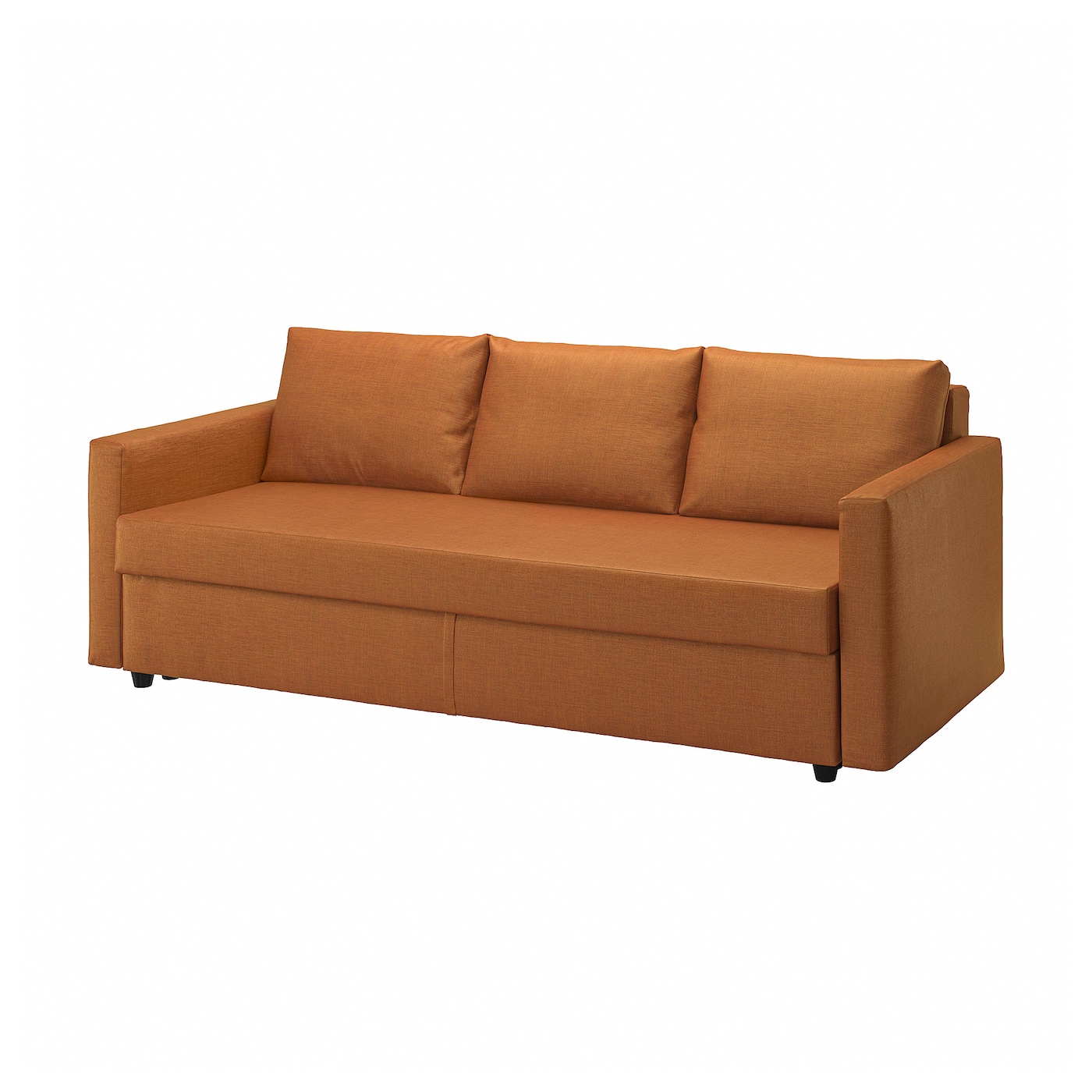IKEA FRIHETEN sofa 3-osobowa, rozkładana, Faringe brązowopomarańczowy, Długość łóżka: 199 cm