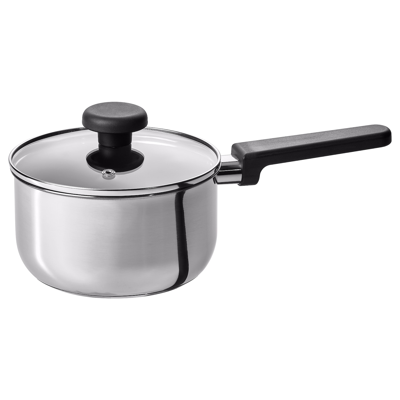 IKEA MIDDAGSMAT rondel z pokrywką, powłoka zapobiegająca przywieraniu szkło bezbarwne/stal nierdz, 2 l