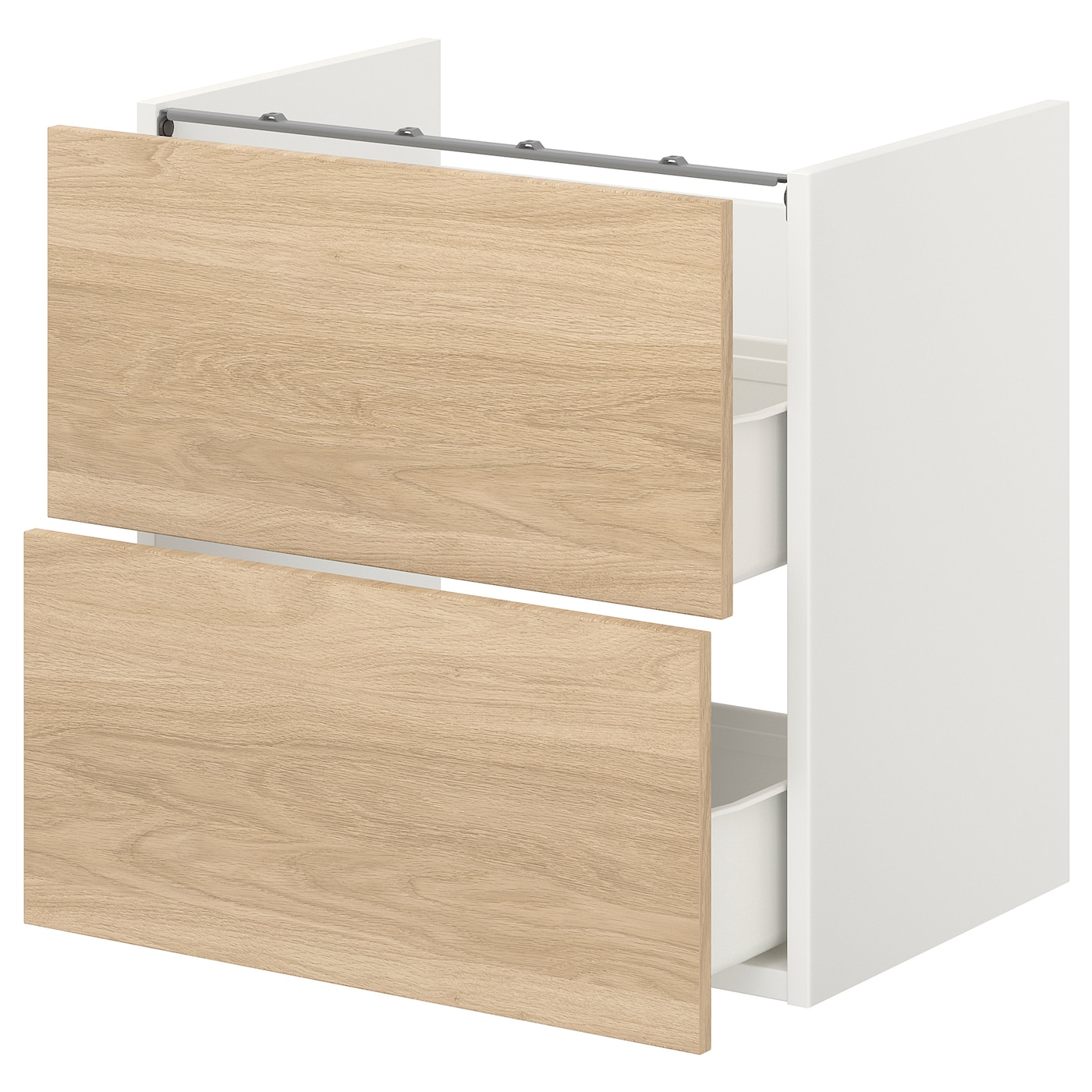 IKEA ENHET szafka umywalkowa z 2 szufladami, biały/imit. dębu, 60x42x60 cm