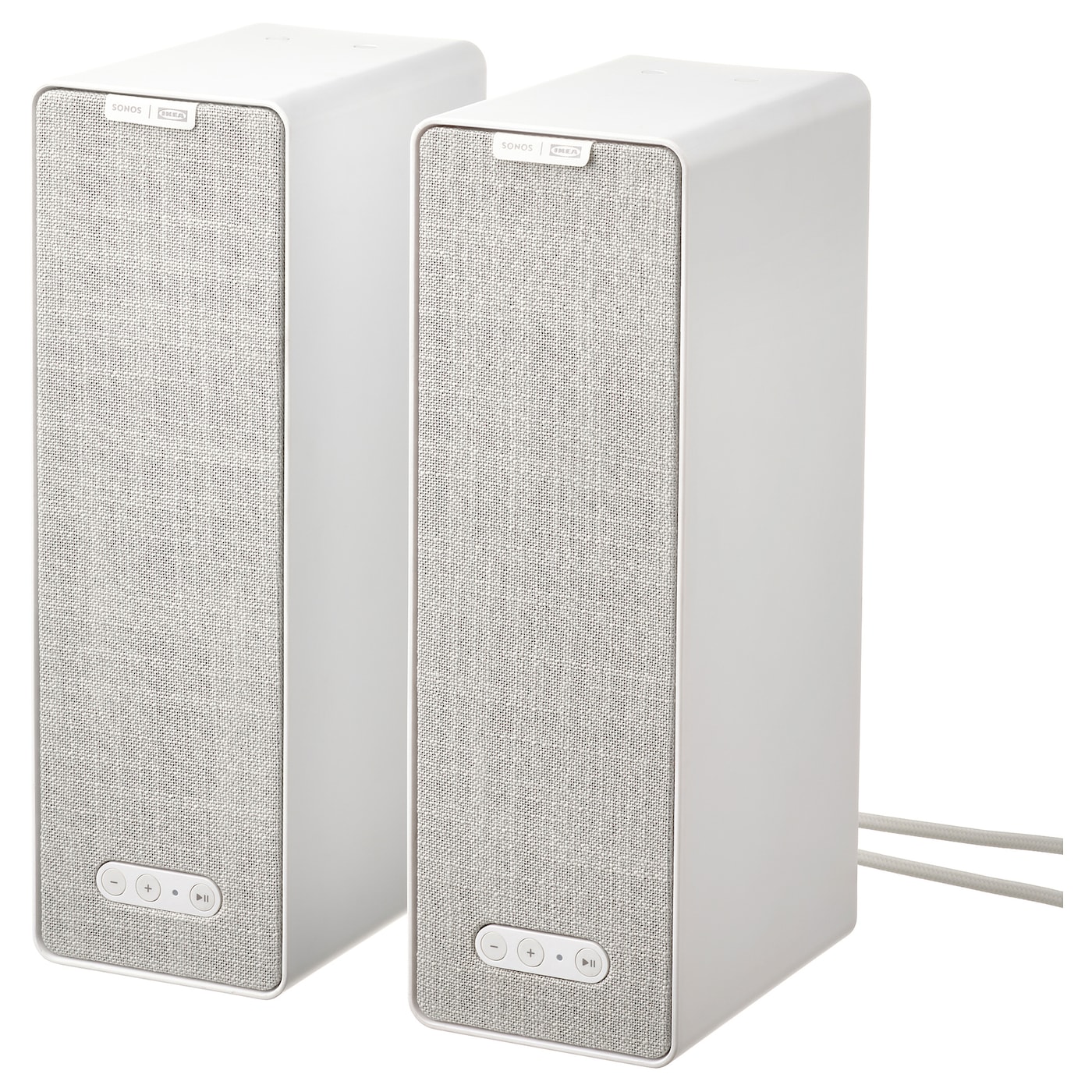 IKEA SYMFONISK głośnik Wi-Fi na półkę, biały/2 szt. gen 2, Długość kabla: 200 cm