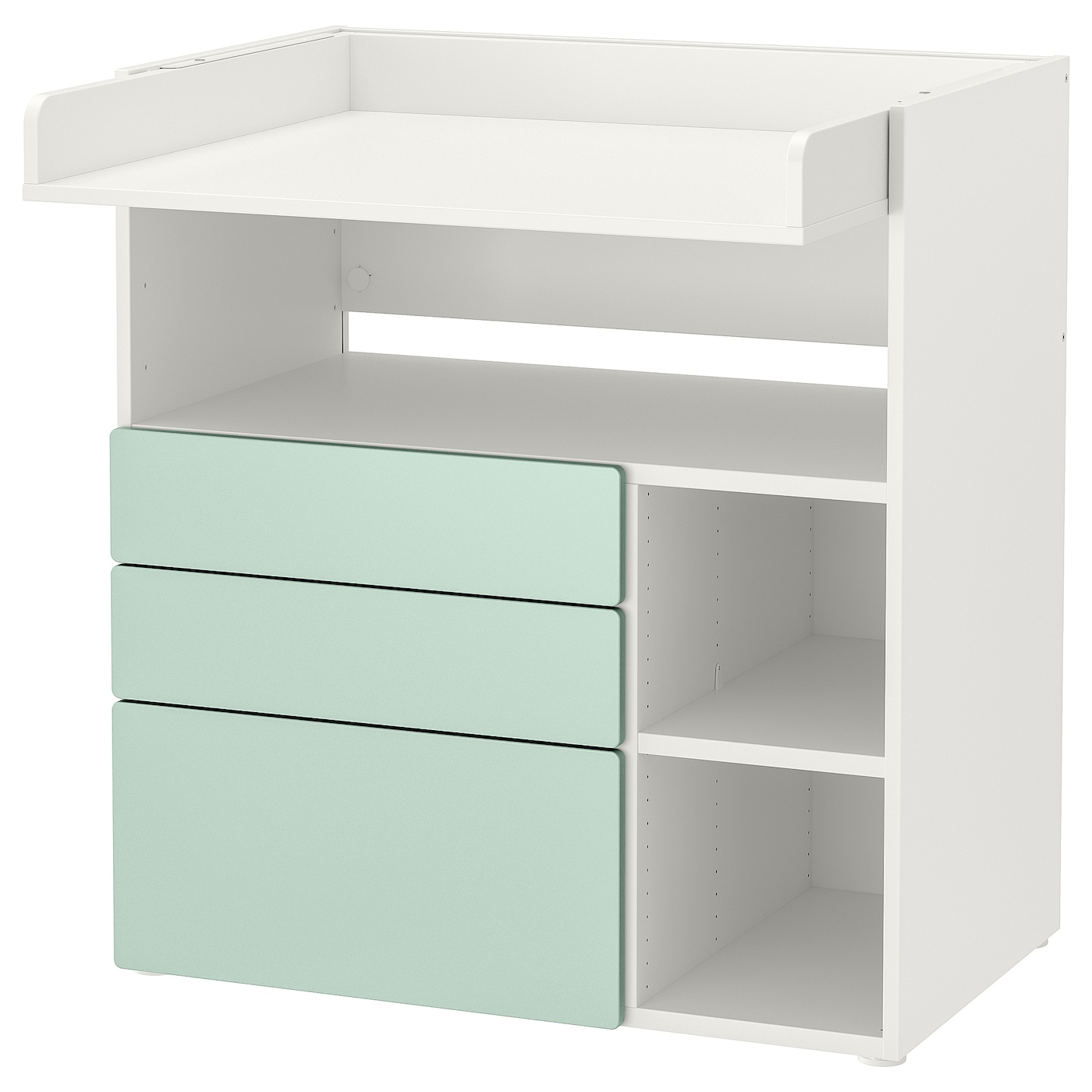 IKEA SMÅSTAD stół do przewijania, biały jasnozielony/z 3 szufladami, 90x79x100 cm